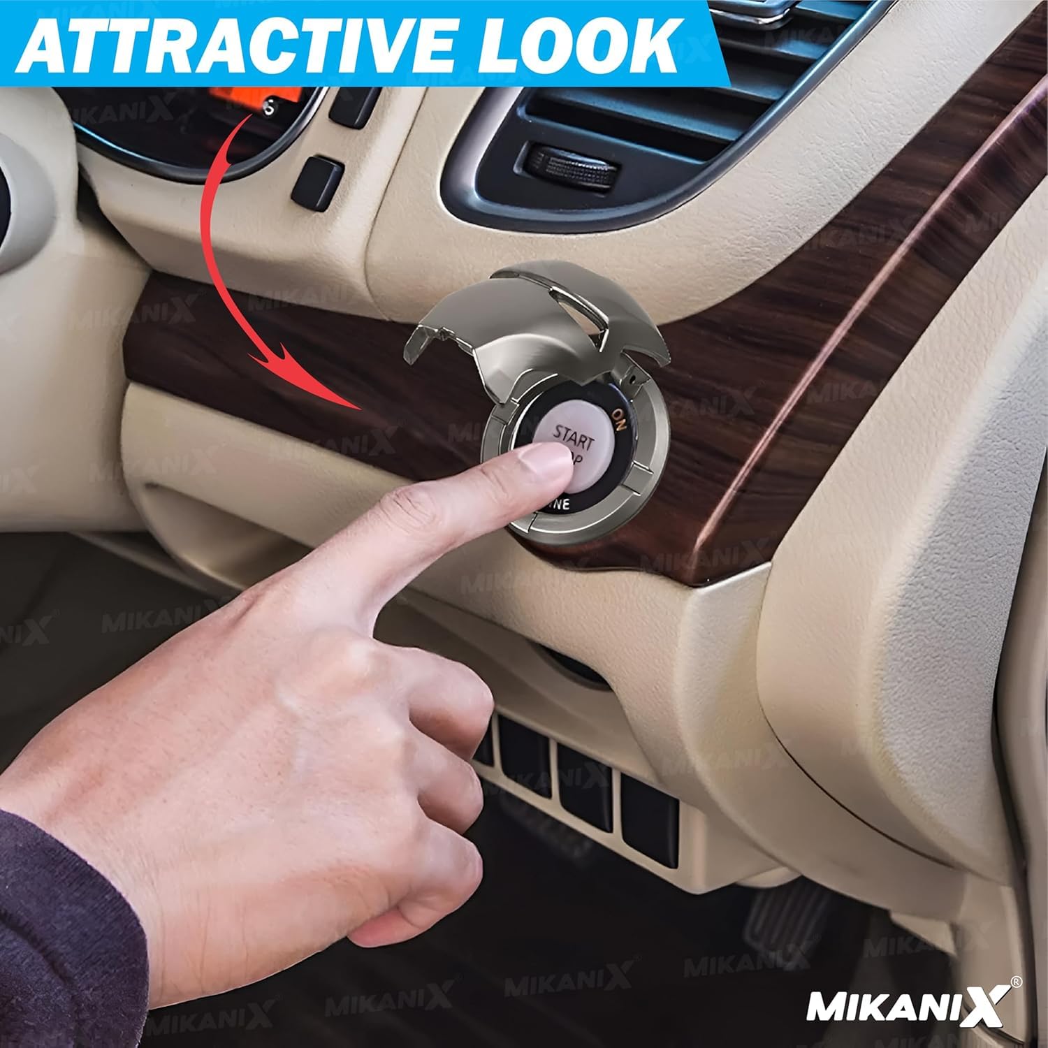 Car Engine Start Stop Button Iron Man Style Cover I ABS Material, Sticky Adhesive, Push Start Ignition Protective Cove, Decorative Auto Accessories Universal for All Cars