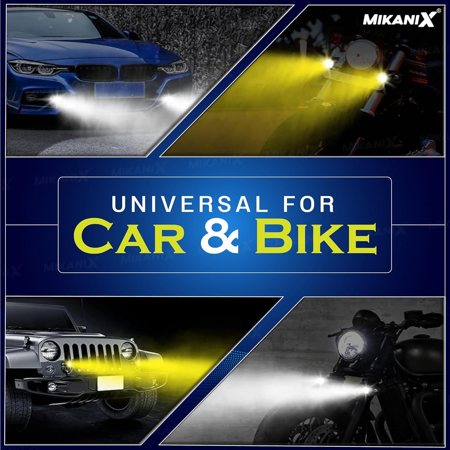 MIKANIX R15 V3 Mini Drive LED Double Color Auxiliary Light With Cooling Fan, Fog Lamp, Dash Light Motorbike Xenon for Yamaha