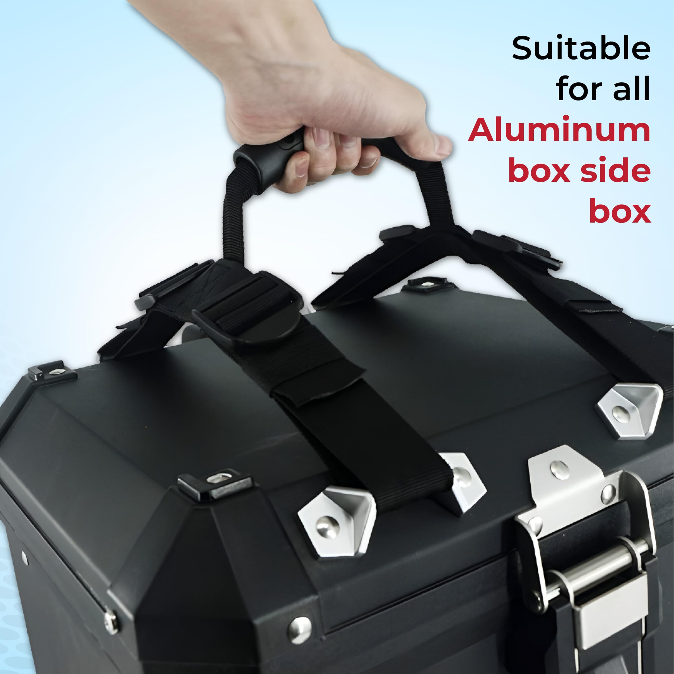 OBEROI'S TRADERS Universal Motorcycle Side Box Carrying Handle Strap | Heavy Duty Adjustable Luggage Lifter Belt for Side Luggage | Side Box Lifter for Bike Touring & Travel – Easy Grip Handle