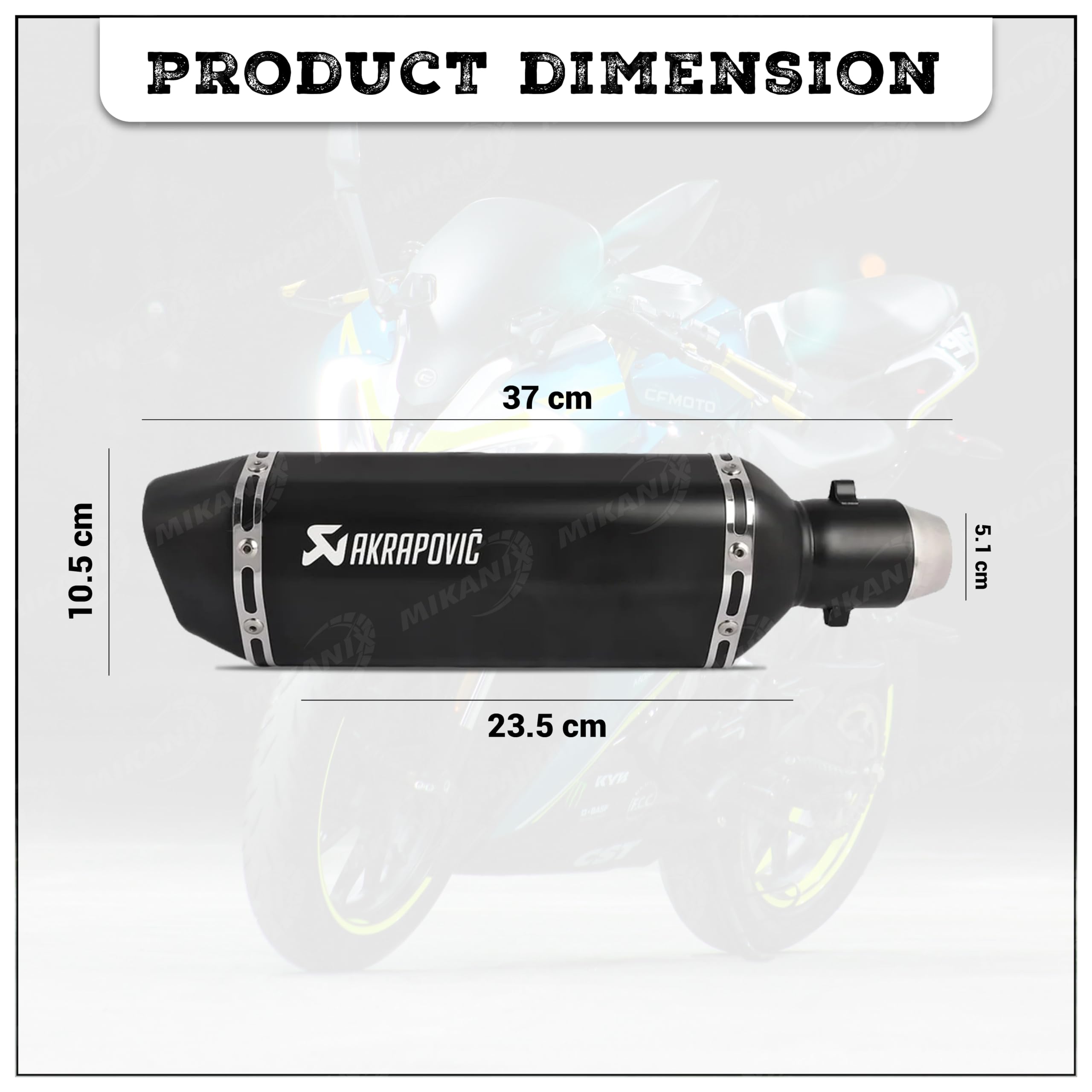 Mikanix Premium Akrapovic Universal Exhaust/Silencer Muffler Pipe for All Bikes/Motorcycle