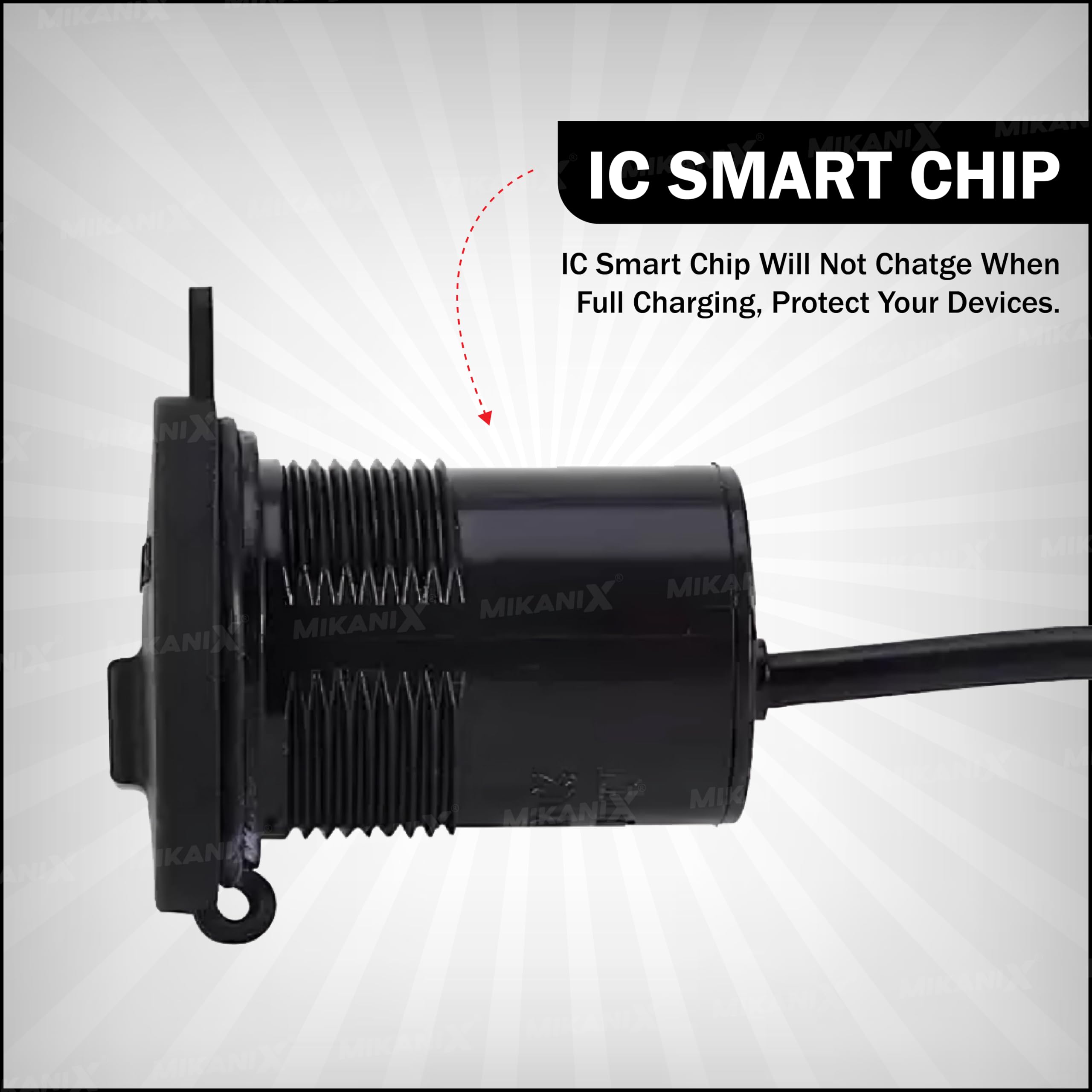 OBEROI'S TRADERS Waterproof Mobile USB Charger | Adapter Socket | Fast Charging Output : 5V-1.5A | Switch On/Off Button with Silicone Cover for Bike and Scooty