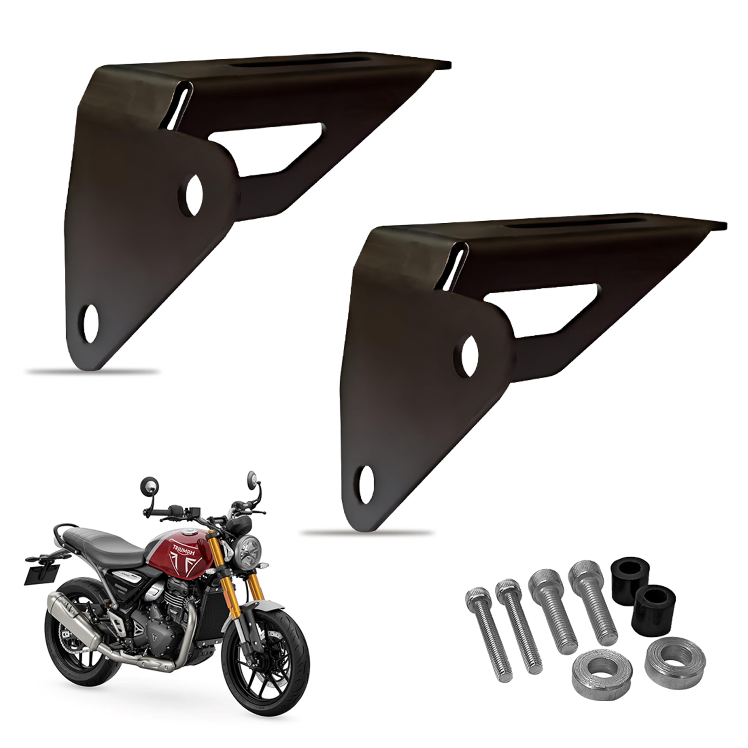 OBEROI'S TRADERS Universal Motorcycle Fog Light Mounting Bracket Clamp Set | Heavy Duty Construction | Light Holder with Complete Fitting Kit for Front Fork or Frame Installation