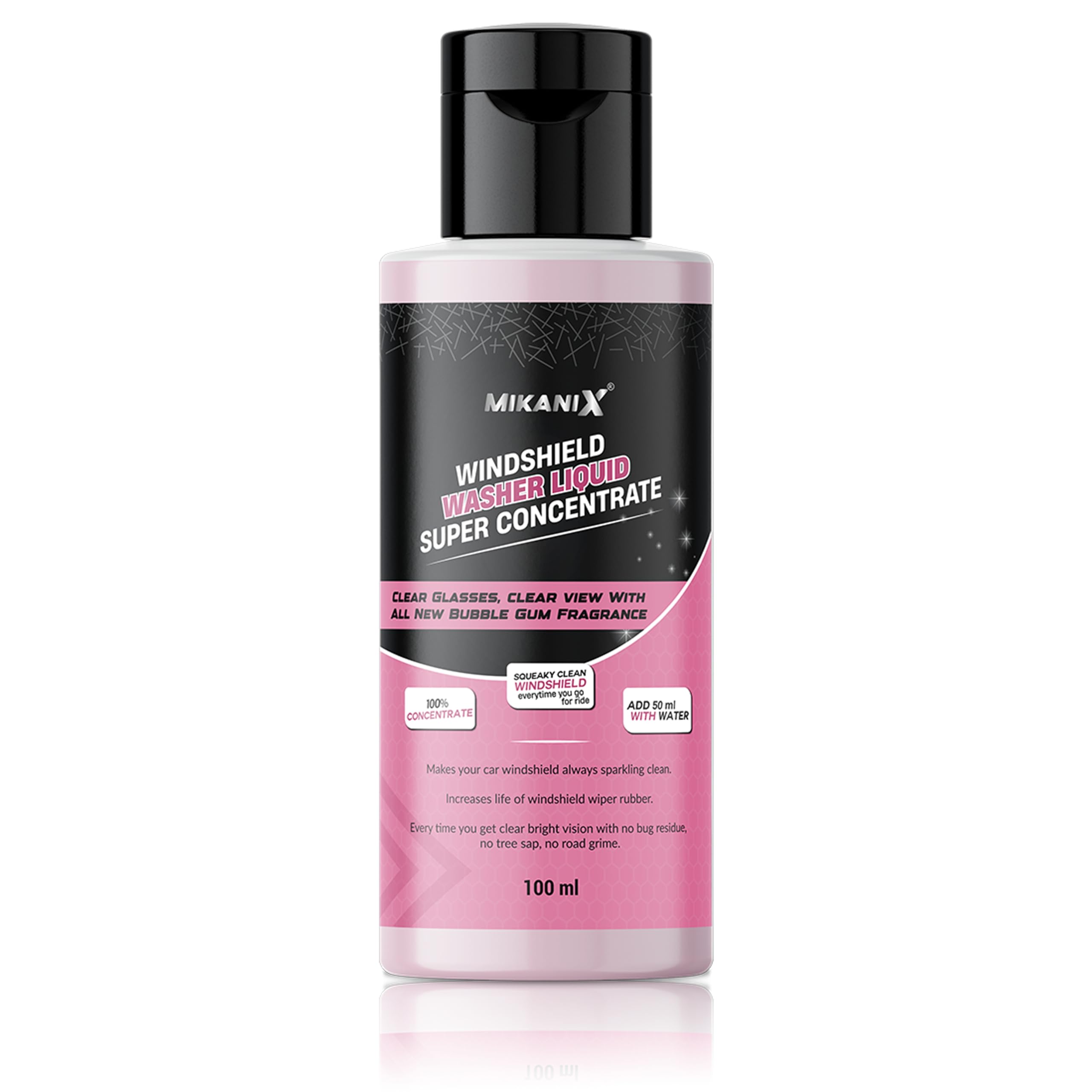 MIKANIX Windshield Washer Fluid For Car | Car Glass & Wiper Cleaner Liquid | Concentrate Form | To Remove Dirt, Grime and Bugs | Improve Visibility | Antifreeze Protection