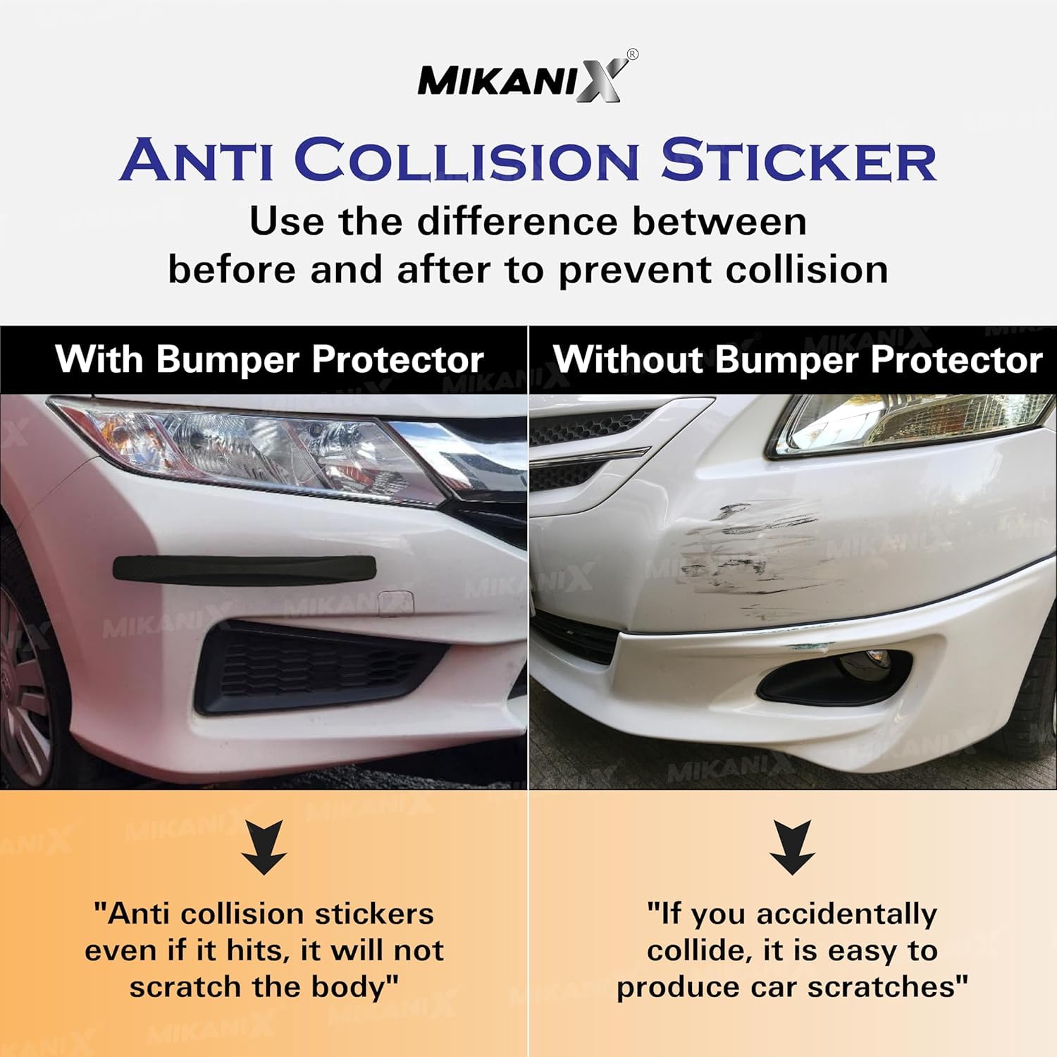 MIKANIX Car Bumper Protector/Guard Strap Anti-Scratch, Shockproof & Stylish Guard Universal for All Car Pack of 4