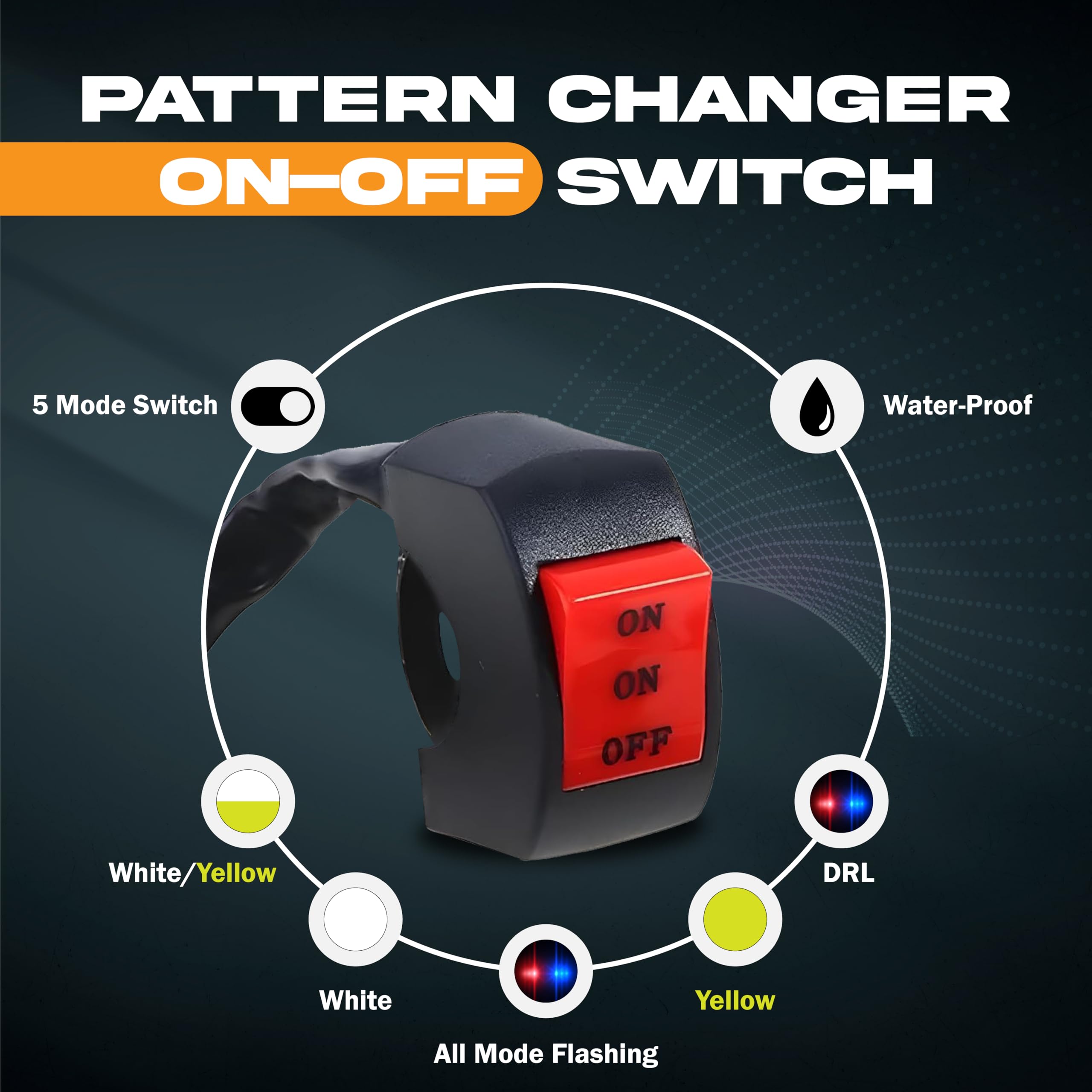 MIKANIX Super Bright LED Fog Light With On/Off Switch Button I High/Low Beam with 5 Mode Changing Light With PCR Strobe Flashing I Universal for Bike, Scooty & Car