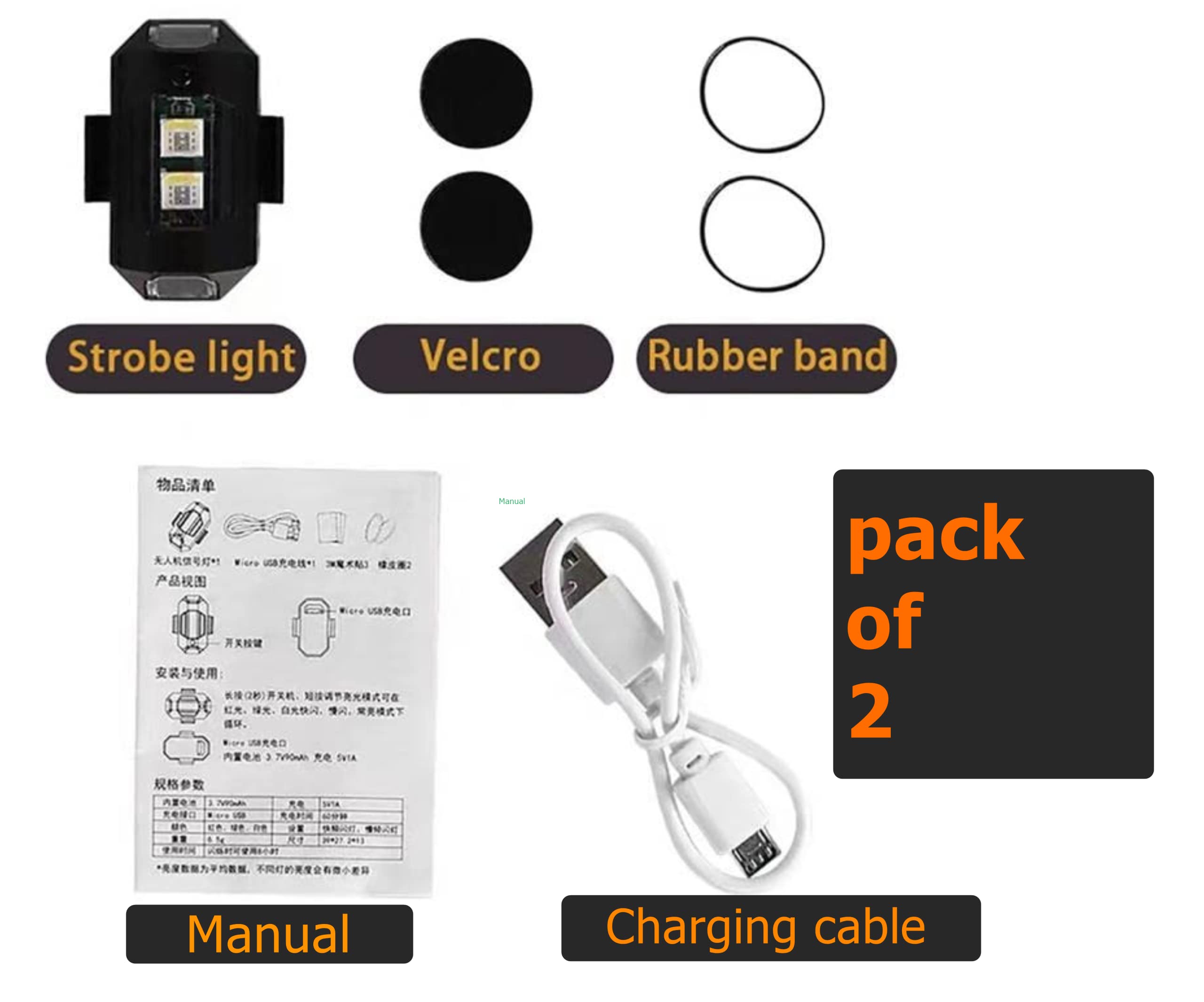 OBEROI'S TRADERS 7 Colors LED With 3 Flashing/Blinking Modes Aircraft Strobe/Helmet Exterior Night Signal Light With USB Rechargeable Cable Kit For Drone Flashing, Bike Bicycle