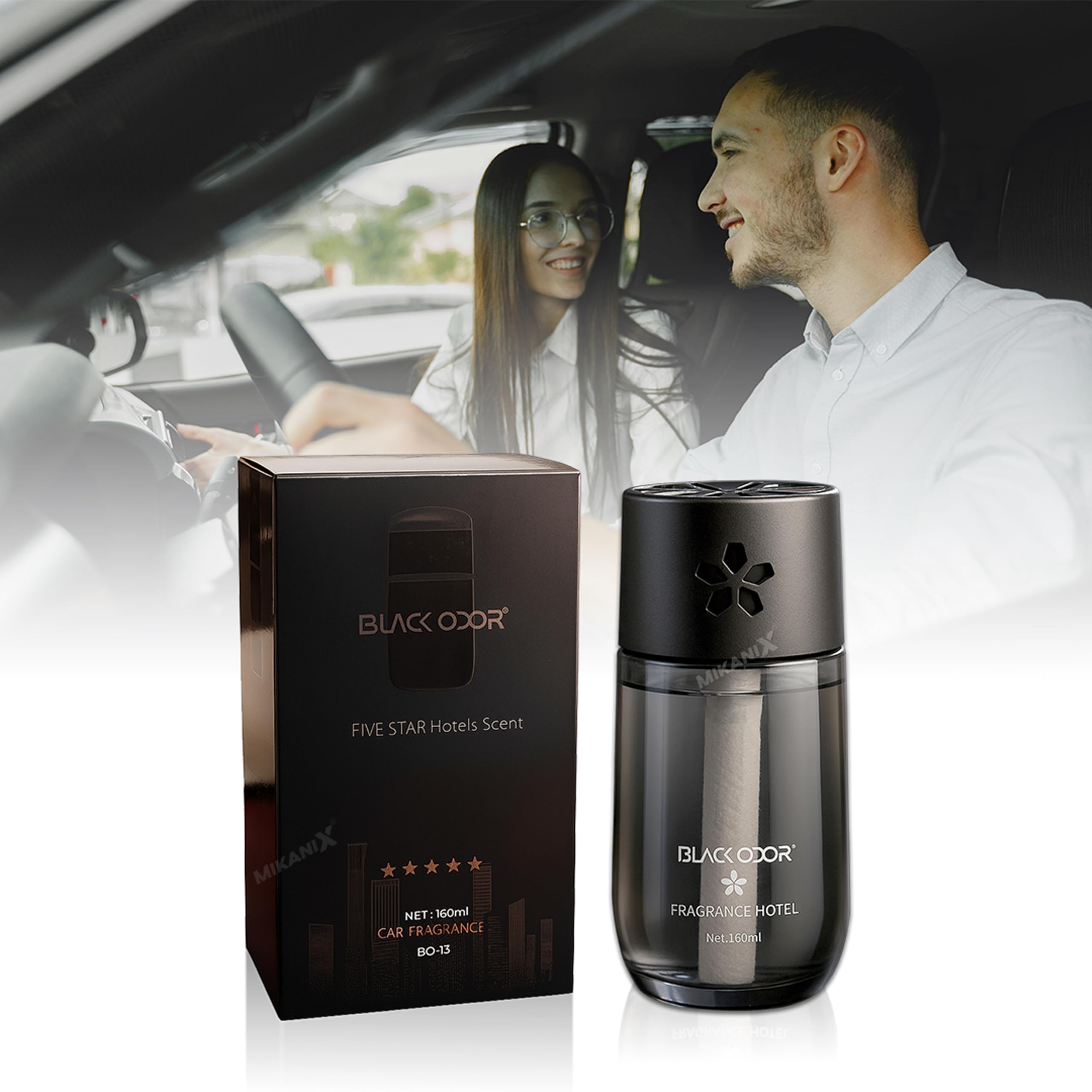 MIKANIX Black Odor Reed Diffuser 160ml | Luxury 5-Star Hotel Fragrance | Home, Bedroom & Car Air Freshener (BO-13)