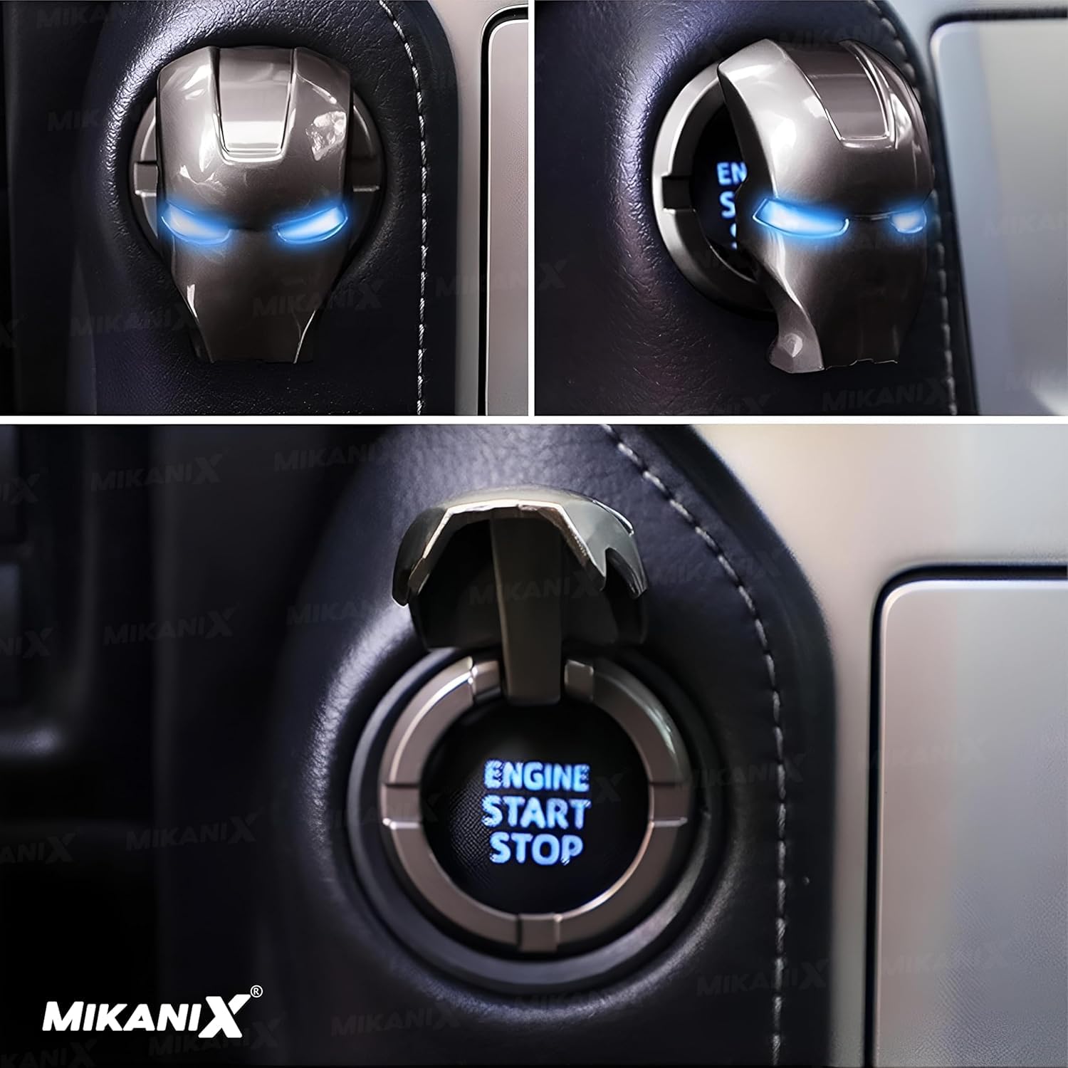 Car Engine Start Stop Button Iron Man Style Cover I ABS Material, Sticky Adhesive, Push Start Ignition Protective Cove, Decorative Auto Accessories Universal for All Cars