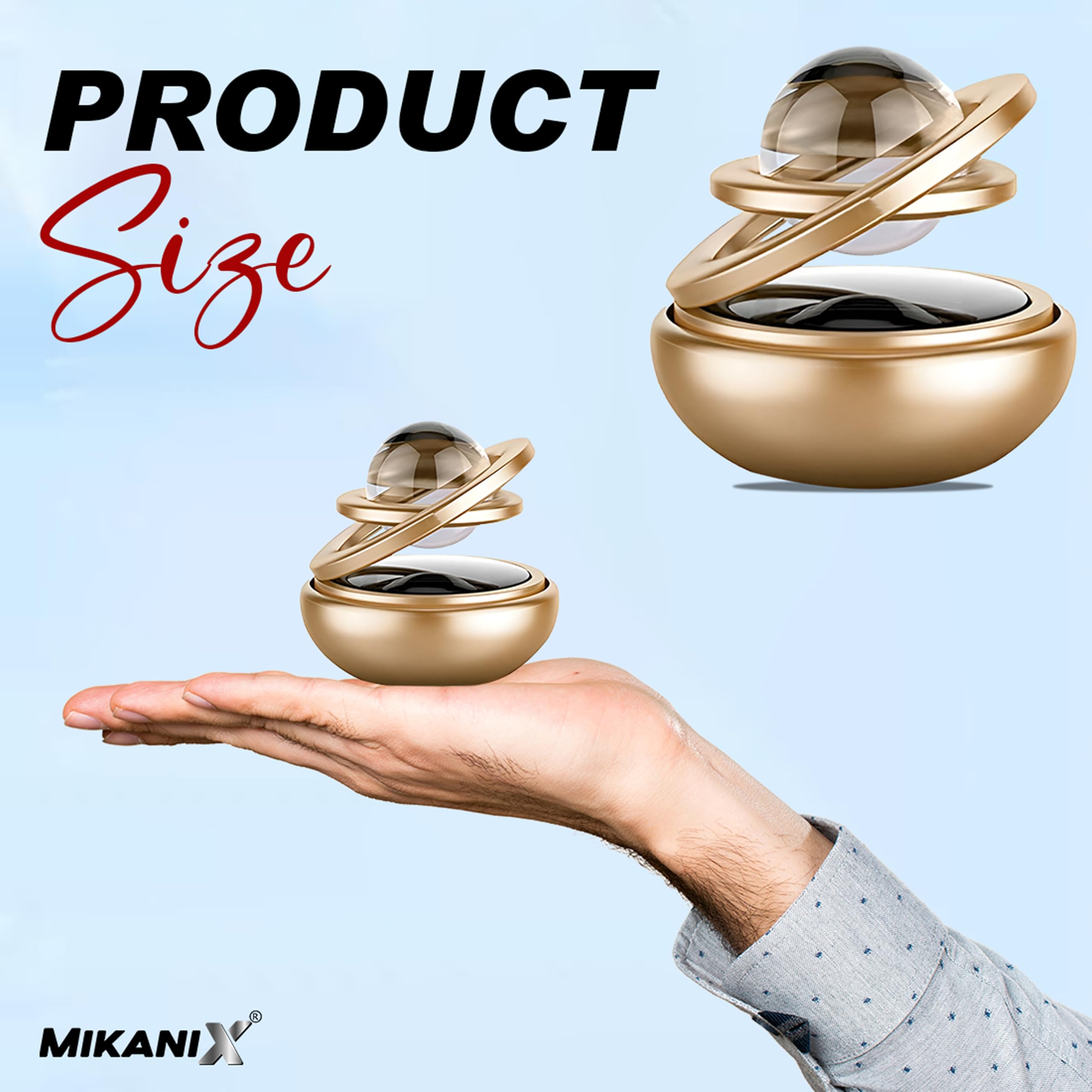 OBEROI’S TRADERS Solar Energy Rotating Car Dashboard Air Freshener/Perfume Diffuser/Dispenser | Alloy Body & Crystal Design With Perfume liquid For Car Interior & Home Air Freshener