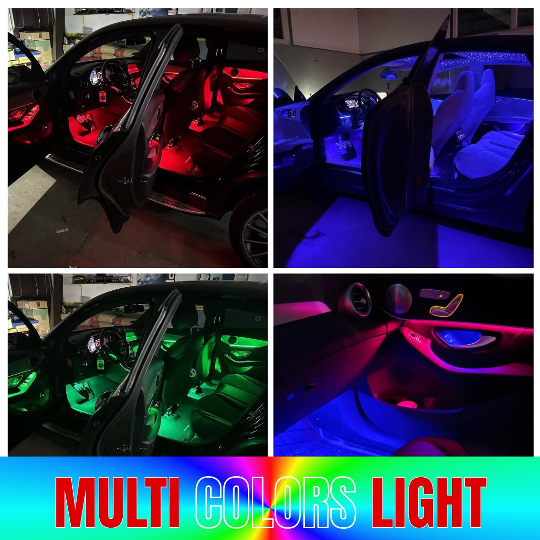 MIKANIX Multicolor Car Dashboard Interior 48 Led Atmophere RGB Light with 4 Strip & Remote for All Cars