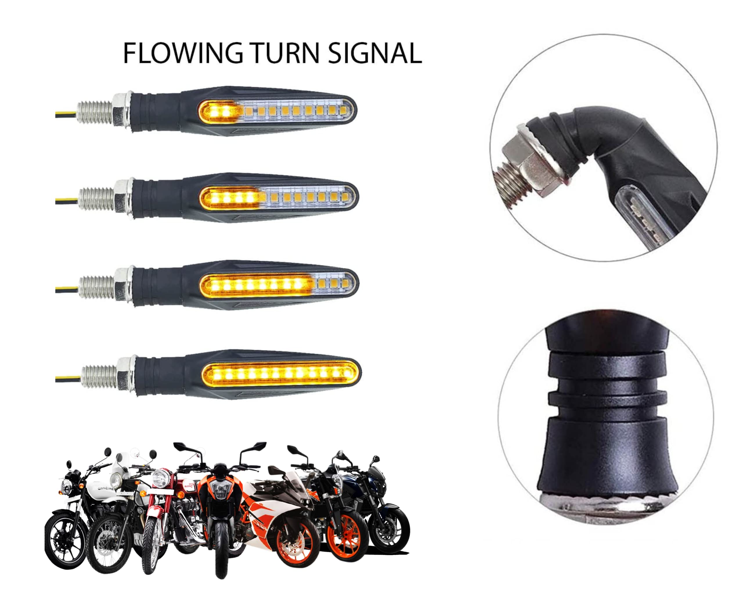 MIKANIX Universal Front, Rear 12 LED Turn Signal Running DRL Indicators Lamp Light Bulb