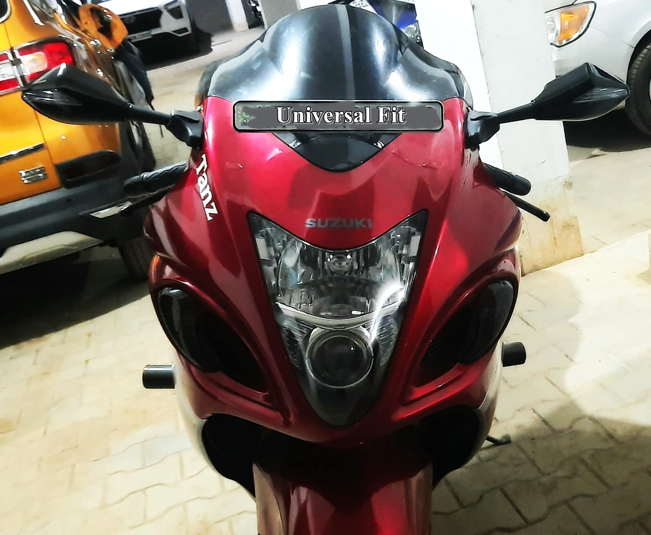 MIKANIX Double Light Universal and Adjustable Handlebar Rear View Mirror for Bikes and Motorcycles