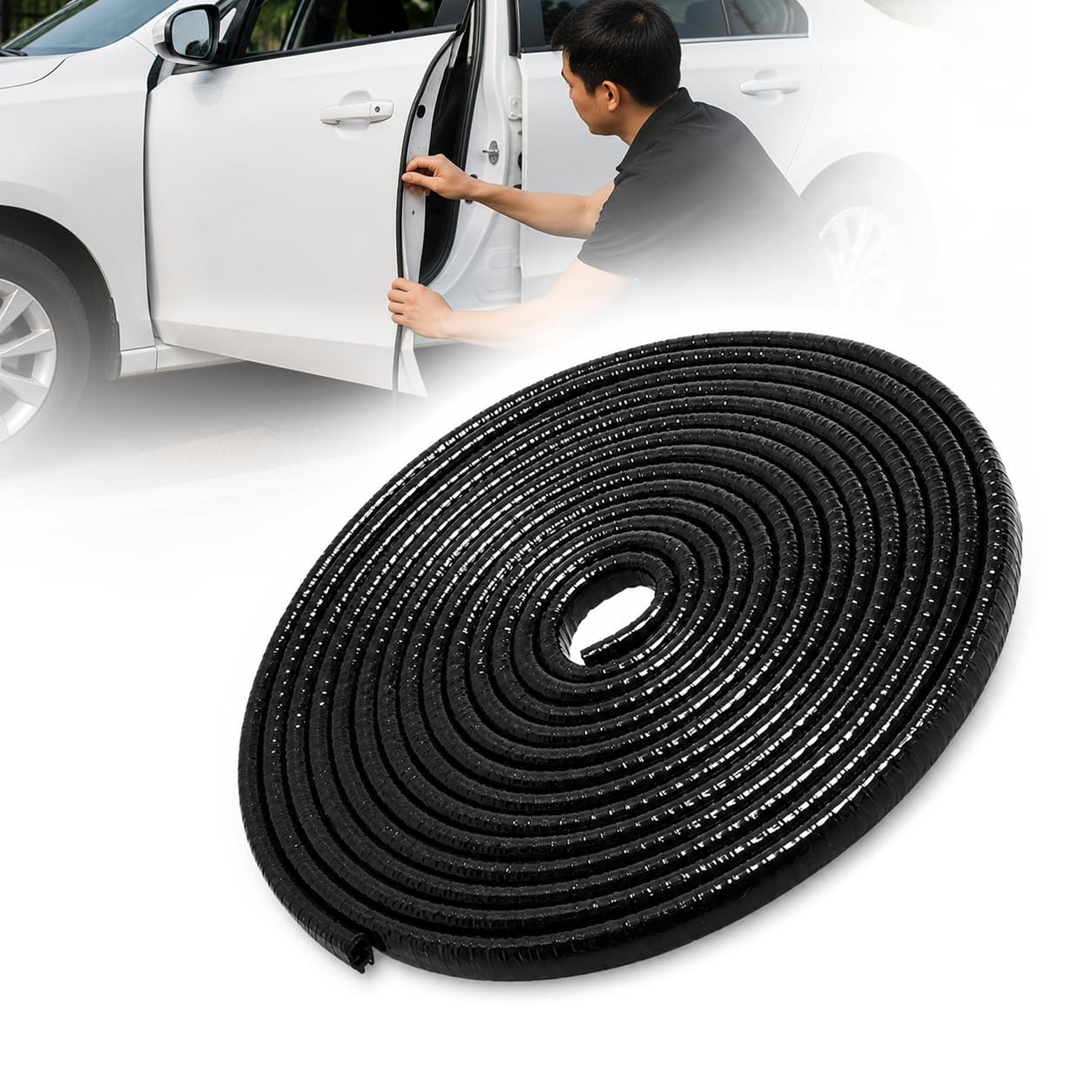 MIKANIX White Car Door Edge Guards Flexible U Shape Rubber Car Door Protector Strip, No Glue Universal Fit Weatherstripping for Cars