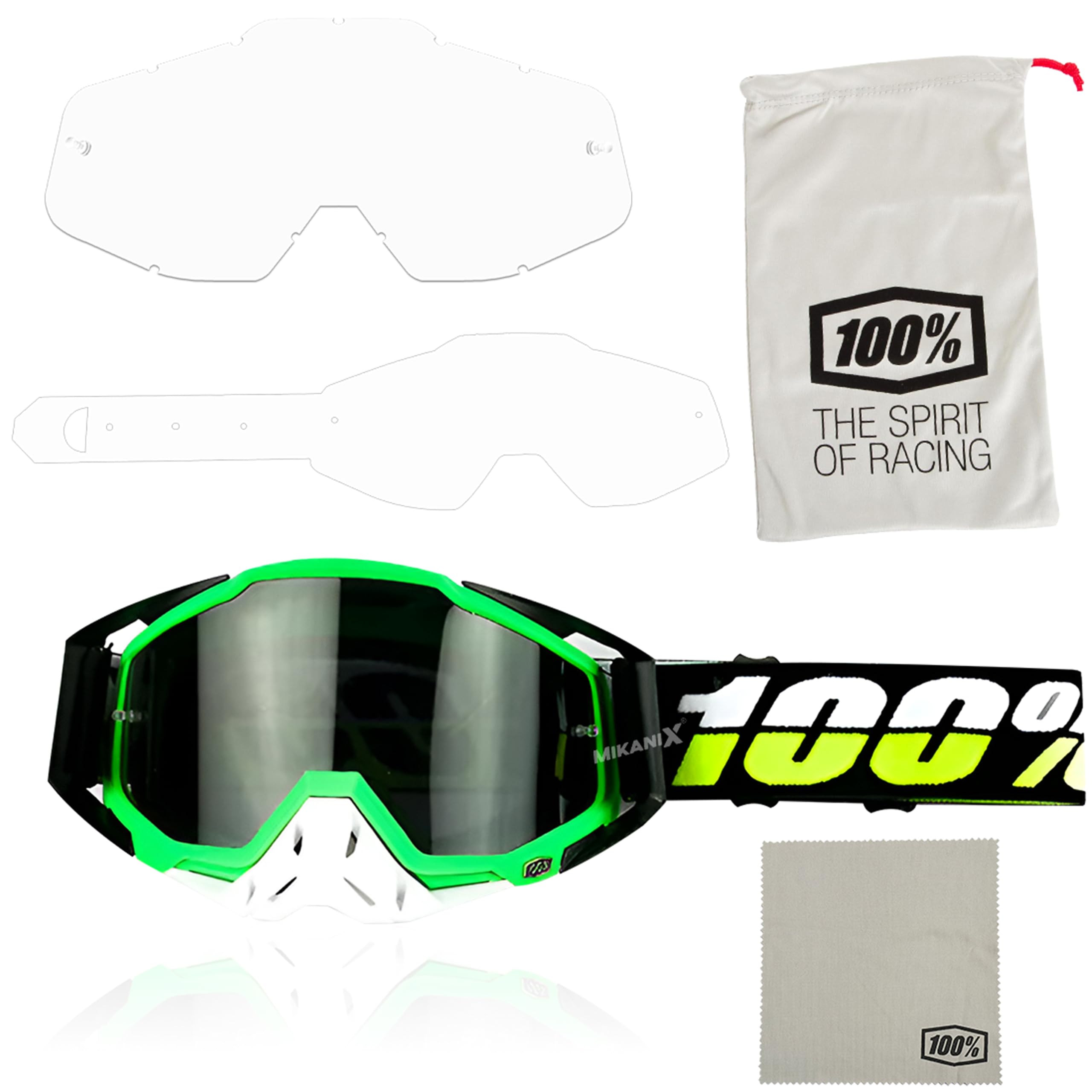 MIKANIX Universal Motorcycle Riding Combo Full Face Balaclava & Off-Road MX Goggles Set for Dirt Bike, ATV, Snowmobile | Windproof, UV Protection, Breathable Gear