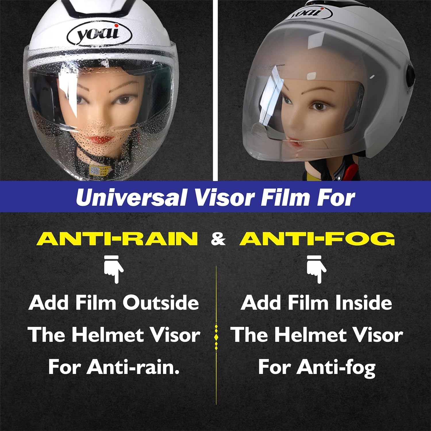 Mikanix Bike Helmet Visor Anti-Fog | Anti-Rain Film Screen Guard | Tempered for Clear Visibility During Foggy | Rainproof Anti- Fog Screen