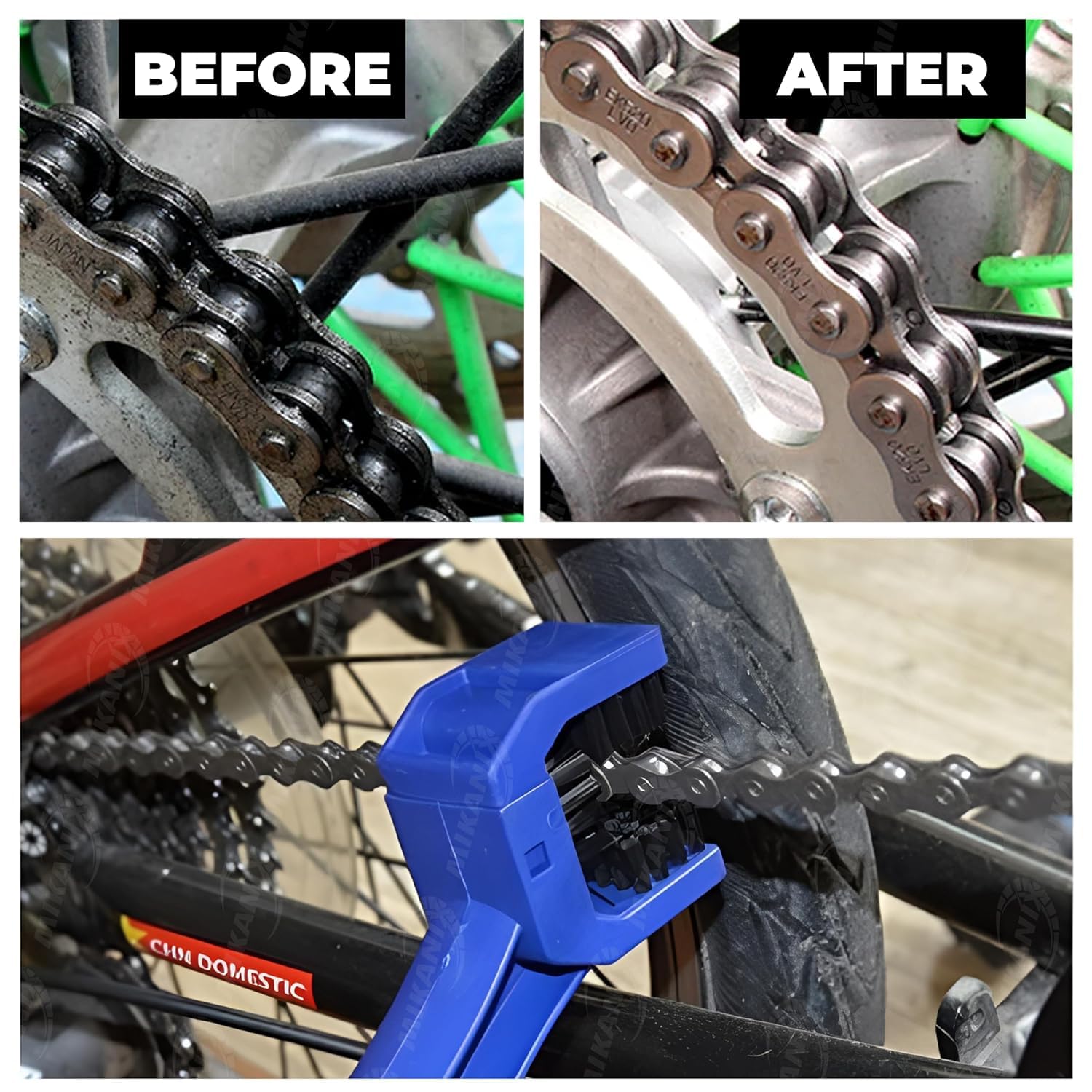 OBEROI'S TRADERS Bike Chain Cleaning Brush | 3-Sided Durable Bristles | Universal for Motorcycle & Bicycle Chain Maintenance