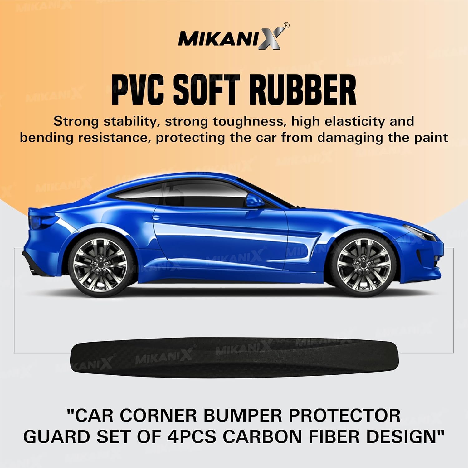 MIKANIX Car Bumper Protector/Guard Strap Anti-Scratch, Shockproof & Stylish Guard Universal for All Car Pack of 4