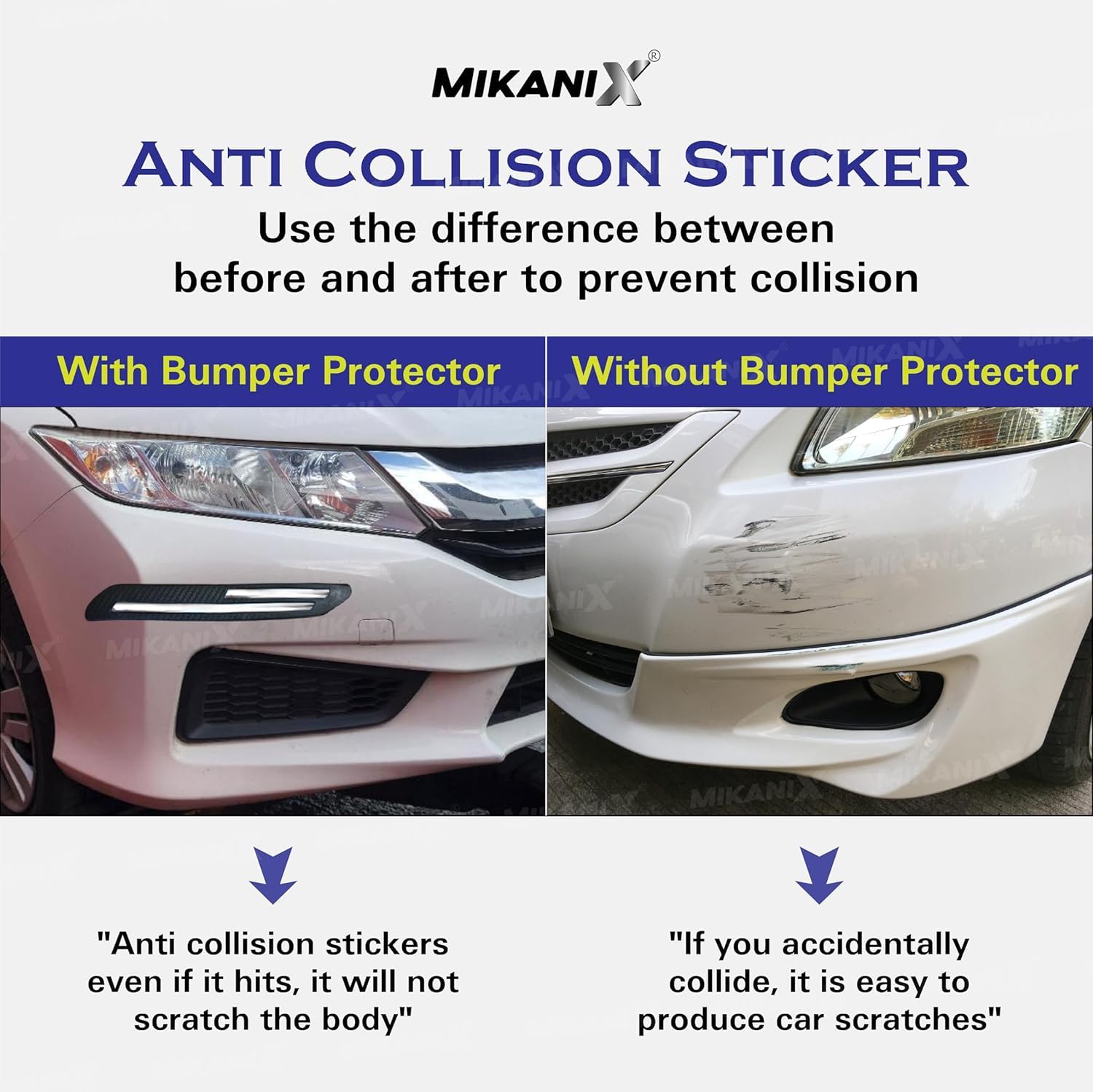 MIKANIX Car Bumper Protector/Guard Strap Anti-Scratch, Shockproof & Stylish Guard Universal for All Car Pack of 4