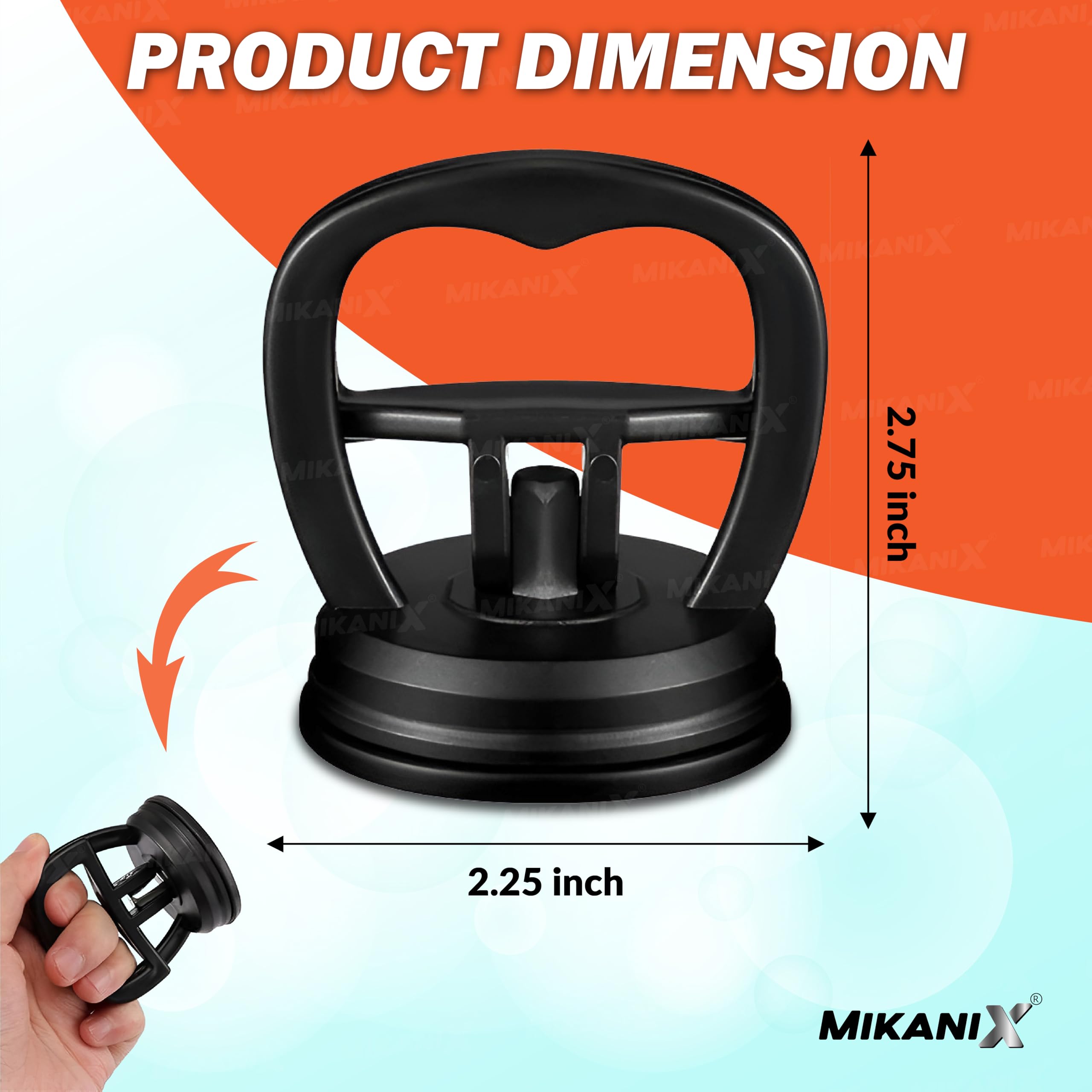 MIKANIX Car Dent Puller | Heavy-Duty Suction Cup Dent Remover | Strong Grip Handle for Lifting Dents, Glass, Tiles & Mirrors | Suction Lifter for Object Moving (Black) (Pack of 1) (Pack of 2)