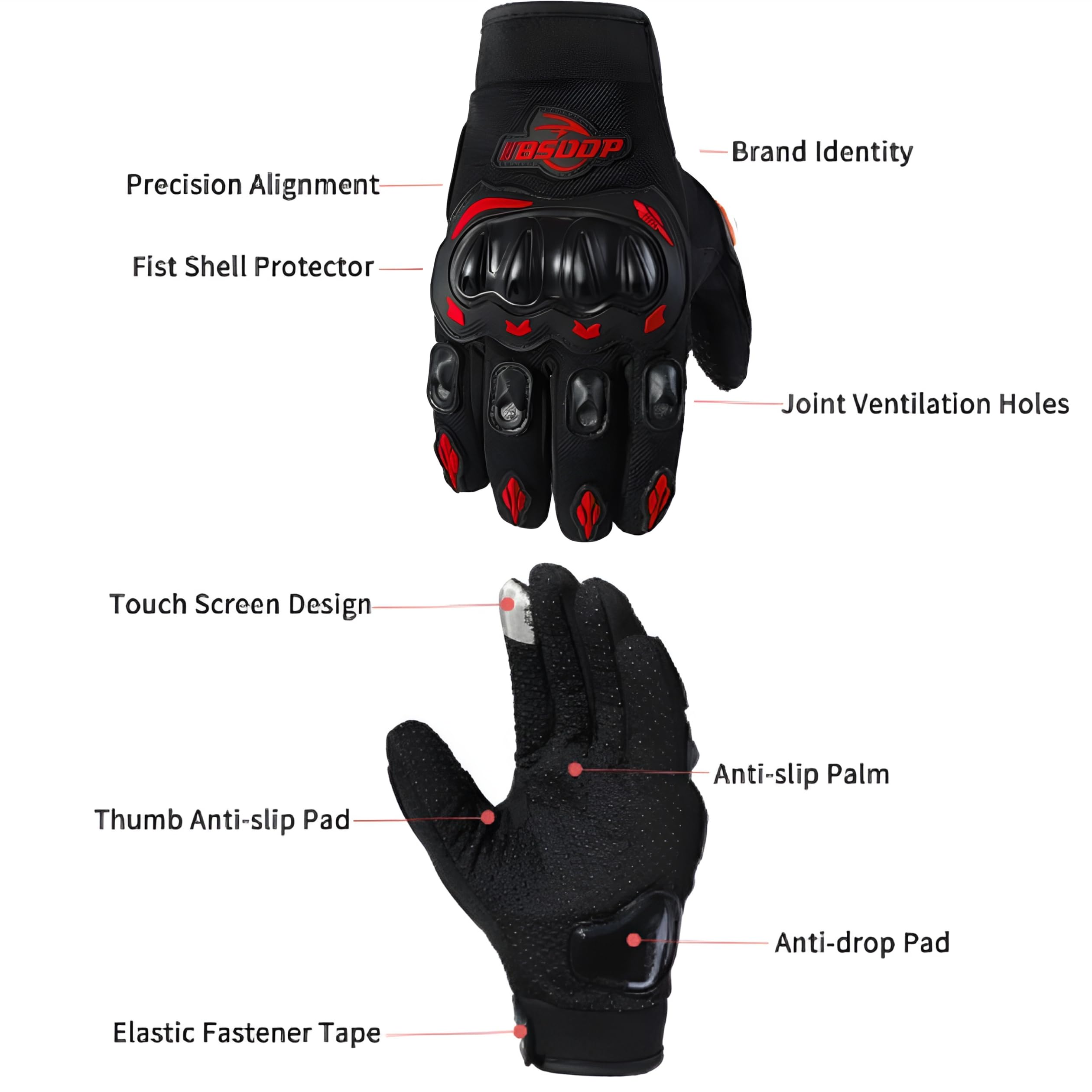 MIKANIX Full Finger Bike Riding Gloves with Touch Screen Sensitivity at Index Finger, Protective Off-Road Motorbike Racing & Cycling Gloves for Men and Women