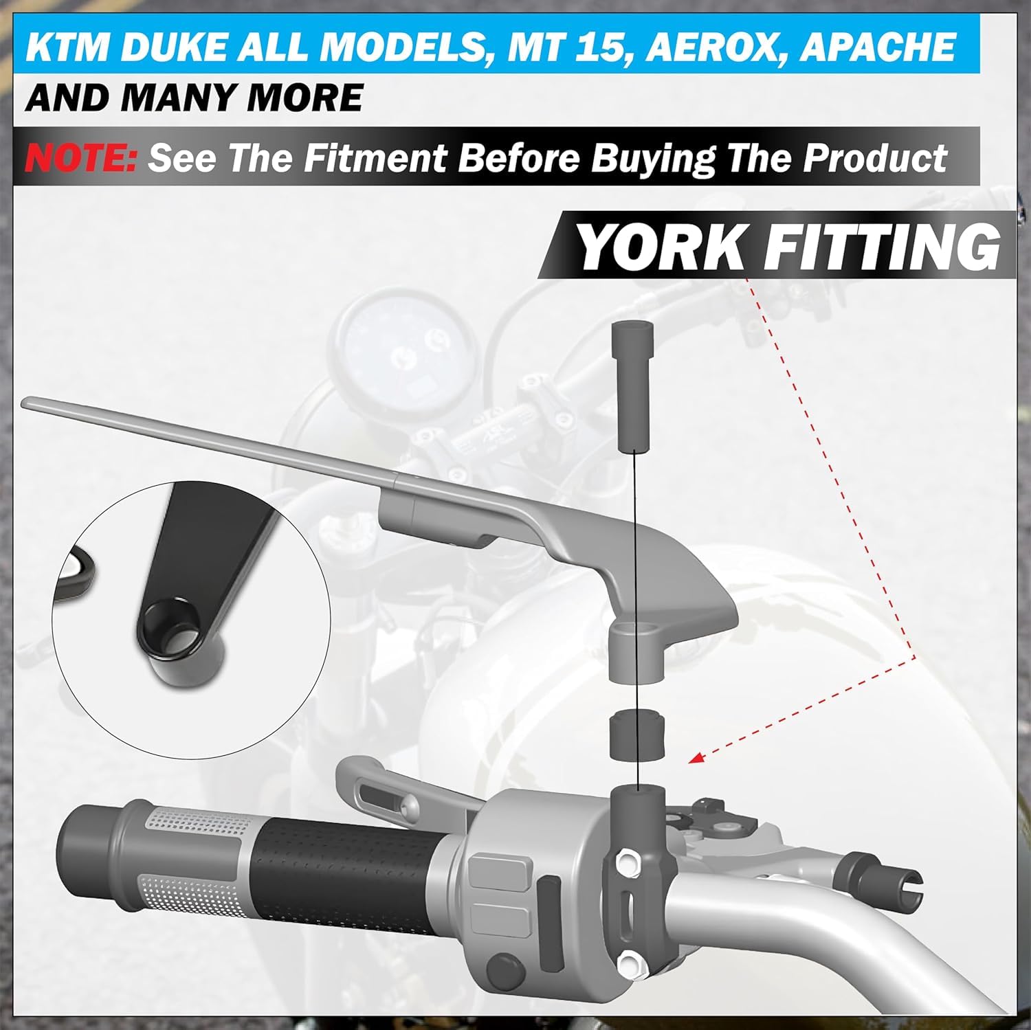 MIKANIX 180° Rotating Rear View Bike York Fitting Stealth Mirror for Apache All Models | Matte Black Aluminum Body with Sporty Wing Design | Bike Fairing Kit