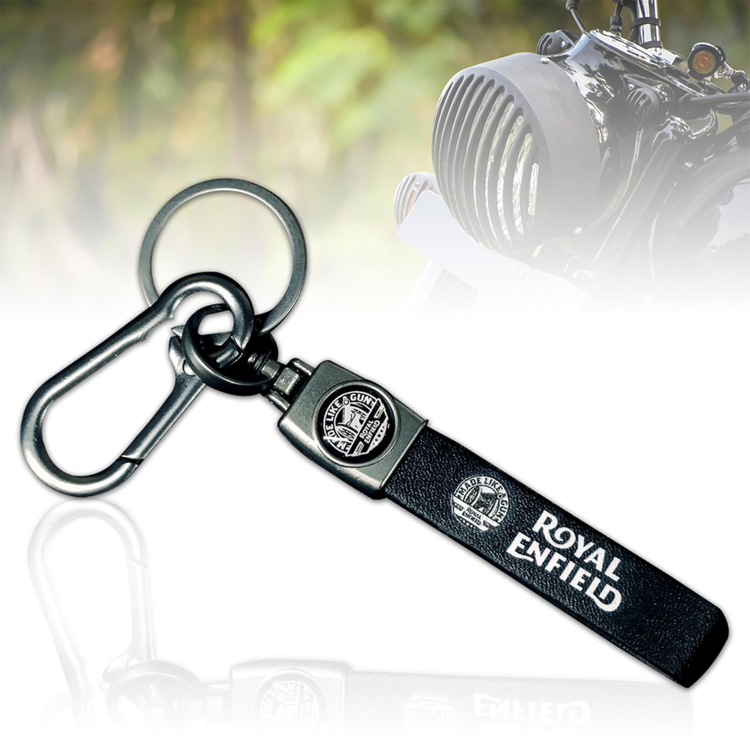 OBEROI'S TRADERS Premium Leather Anti-Rust Metal Key Chain/Key Ring With Locking Hook Suitable For Royal Enfield All Bikes