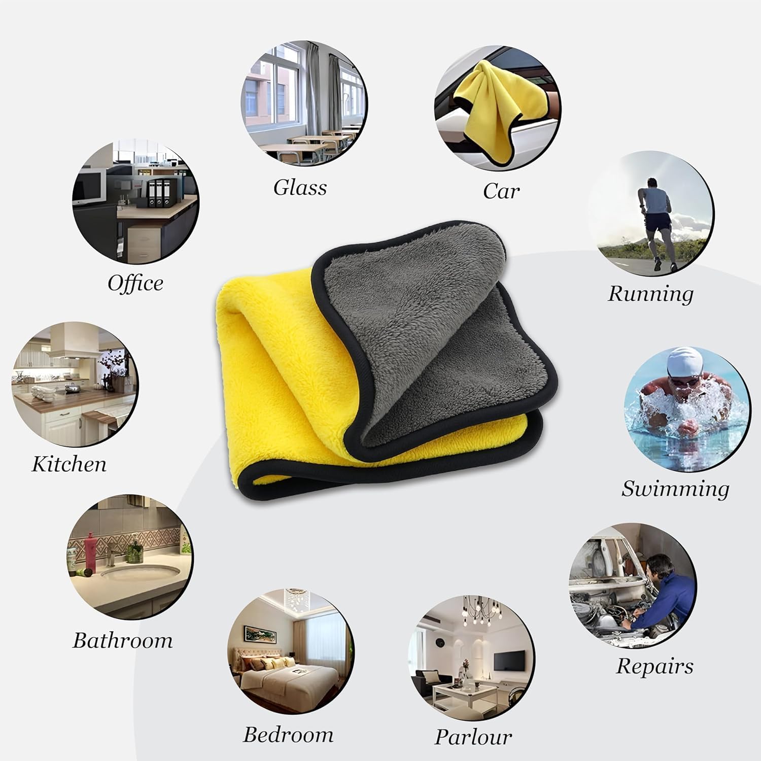 5 in 1 Car Cleaning Kit with Microfiber Cloth | AC Vent Dusting Brushes, Car Glass Oil Film Remover, Window Cleaner, DetailingBrush & Cute Couple Figurine | Scratch-Free Auto Accessories