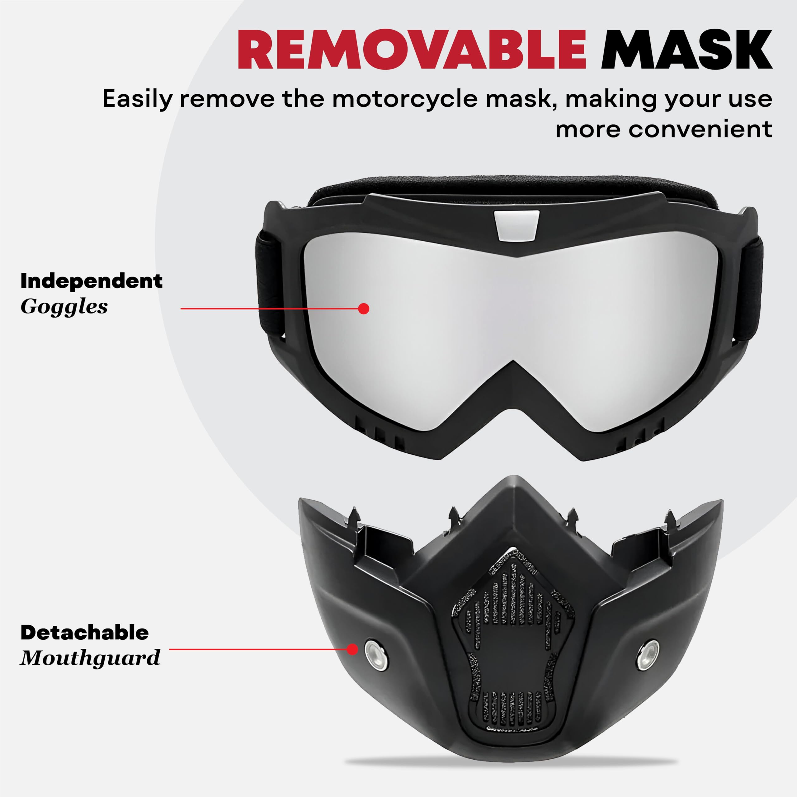 MIKANIX Bike Riding Goggle Mask Anti Scratch UV Protective Face & Eyewear Windproof Dirt Shield With Detachable Mouth Filter For Cycling, Bike Off Road Racing