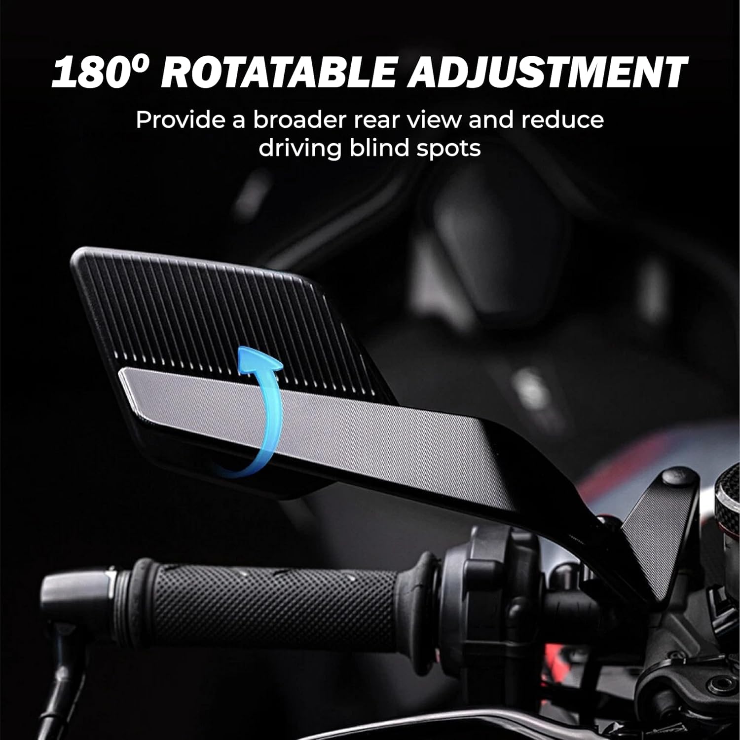 MIKANIX 180° Rotating Rear View York Fitting Stealth Mirror for Aerox Scooty All Models | Matte Black Aluminum Body with Sporty Wing Design | Scooty Fairing Kit
