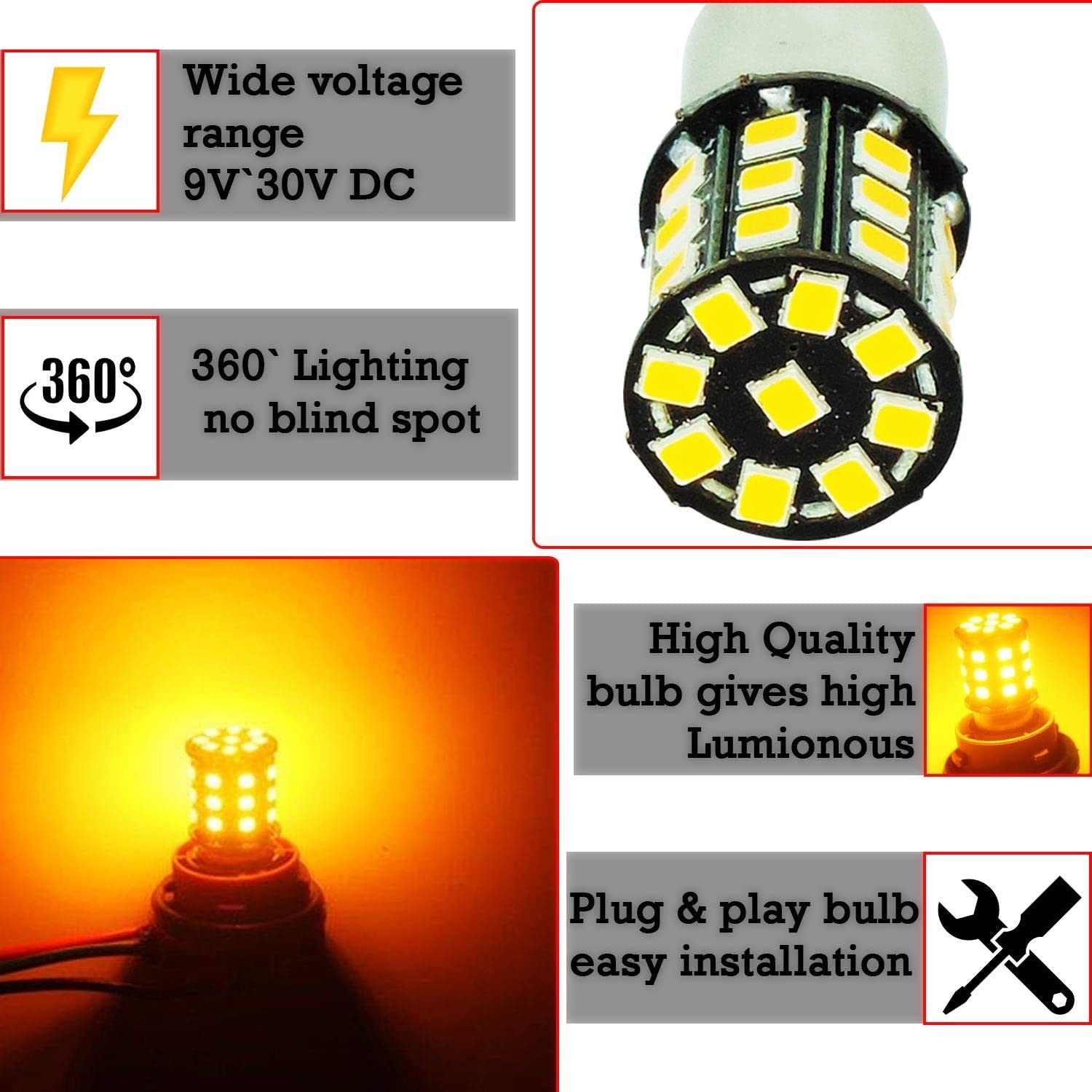 MIKANIX Super Bright 360° Reflecting LED Indicator Light Bulbs Set Of 4