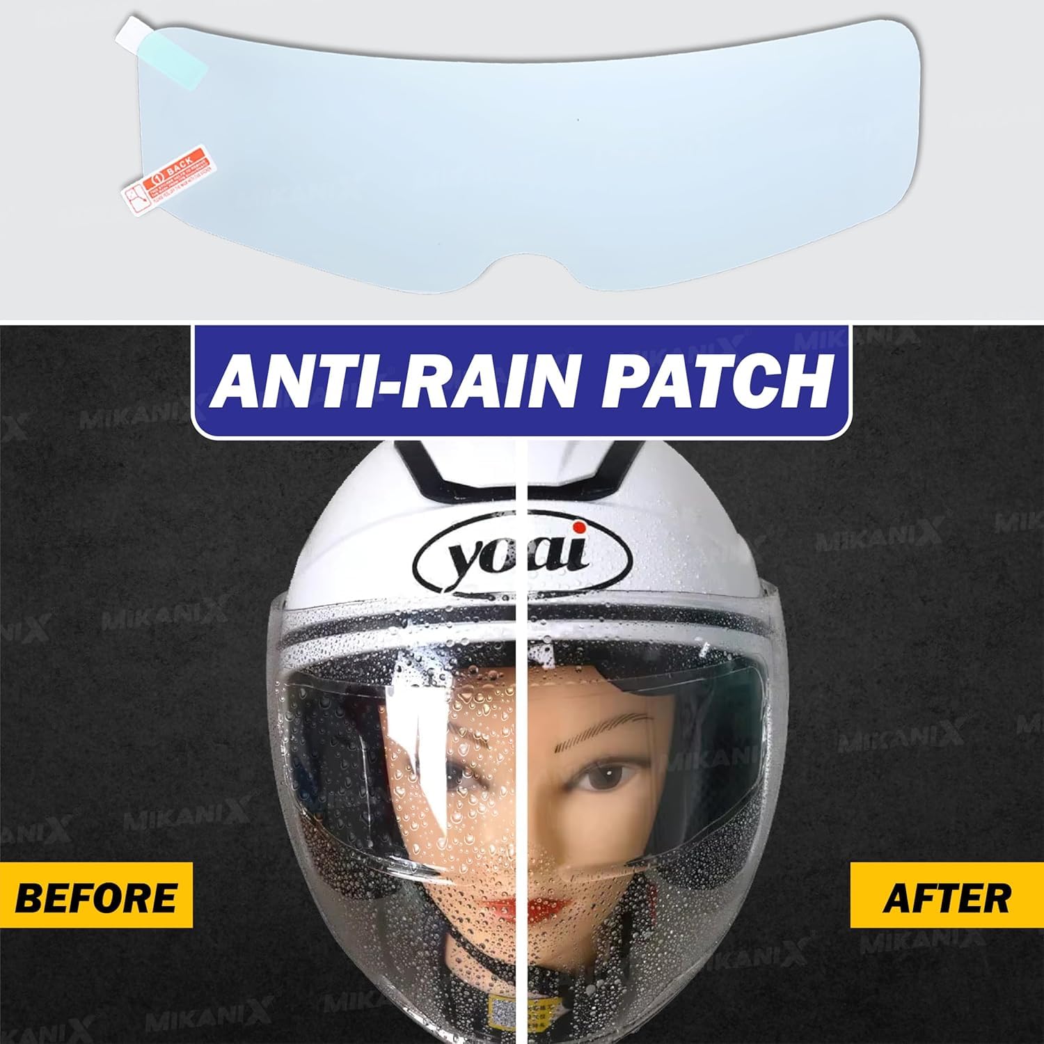 Mikanix Bike Helmet Visor Anti-Fog | Anti-Rain Film Screen Guard | Tempered for Clear Visibility During Foggy | Rainproof Anti- Fog Screen