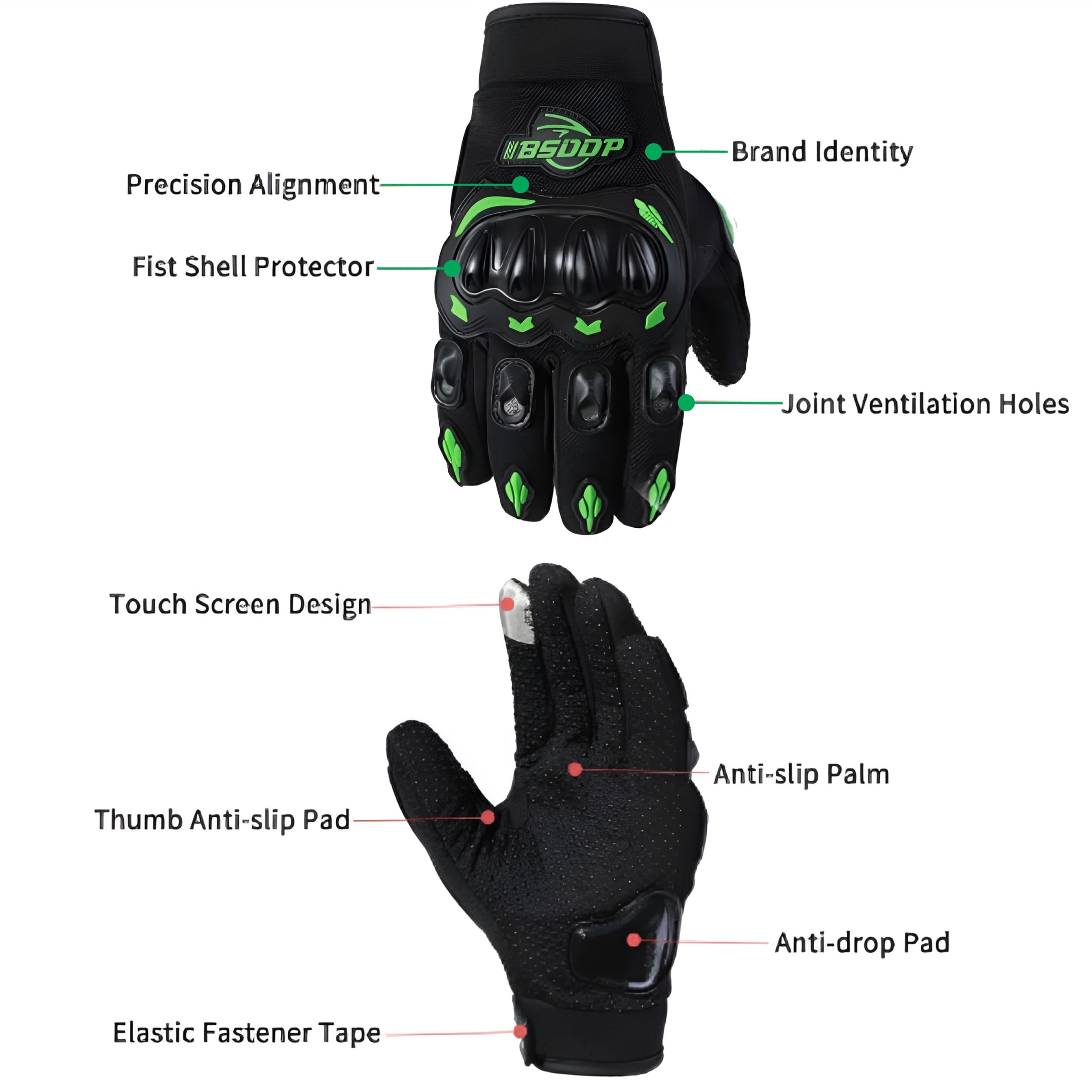 MIKANIX Full Finger Bike Riding Gloves with Touch Screen Sensitivity at Index Finger, Protective Off-Road Motorbike Racing & Cycling Gloves for Men and Women