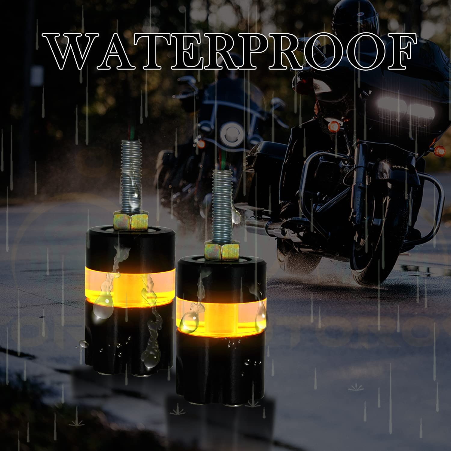 MIKANIX Bullet Handlebar Dual Color DRL/Turn Signal LED Indicator End Light Bar LED Grip Plug For Royal Enfield All Bikes