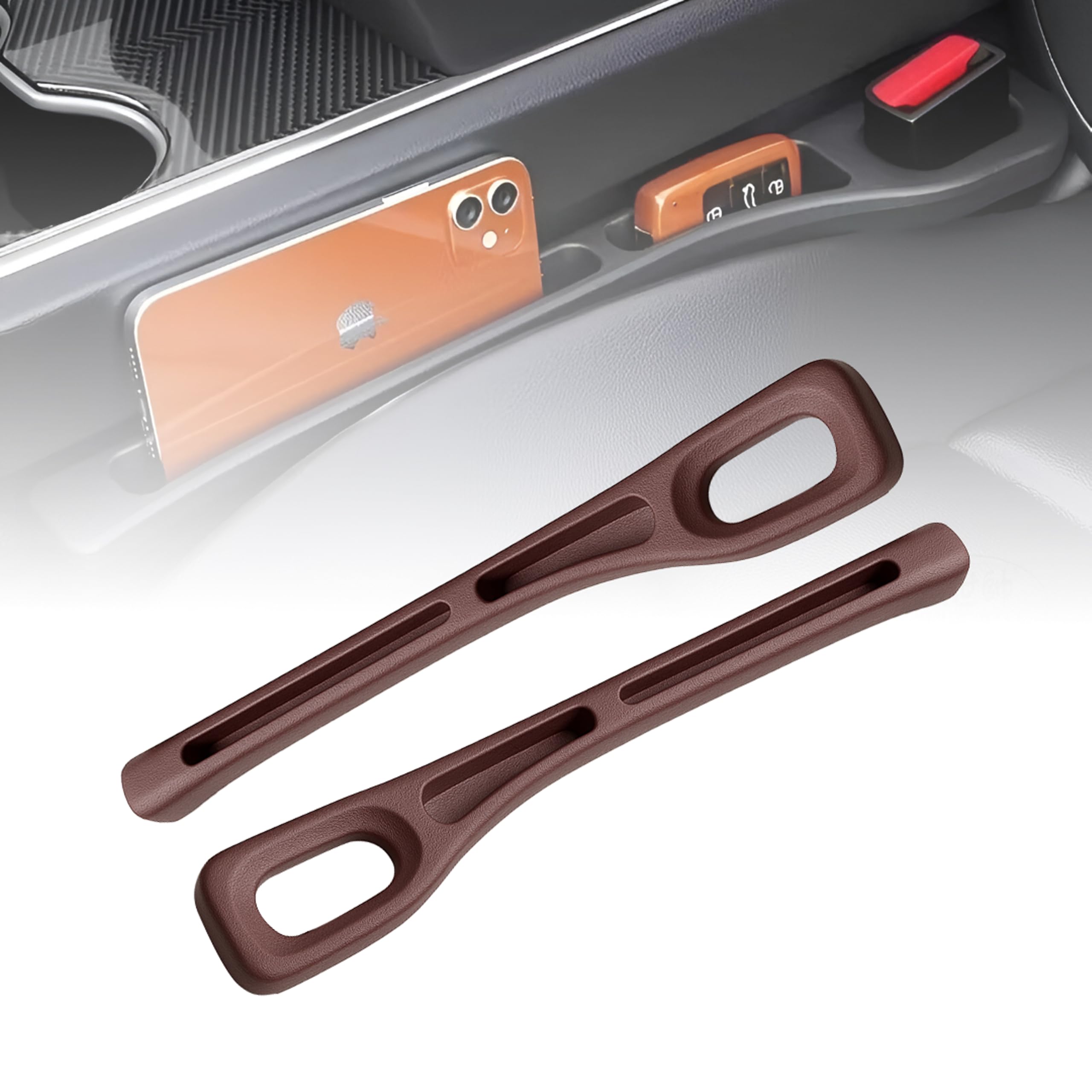 MIKANIX Car Seat Gap Filler Organizer | EVA Side Catcher with Phone Holder | Universal Fit for Cars, Trucks & SUVs | Car Seat Accessories (Pack of 2)
