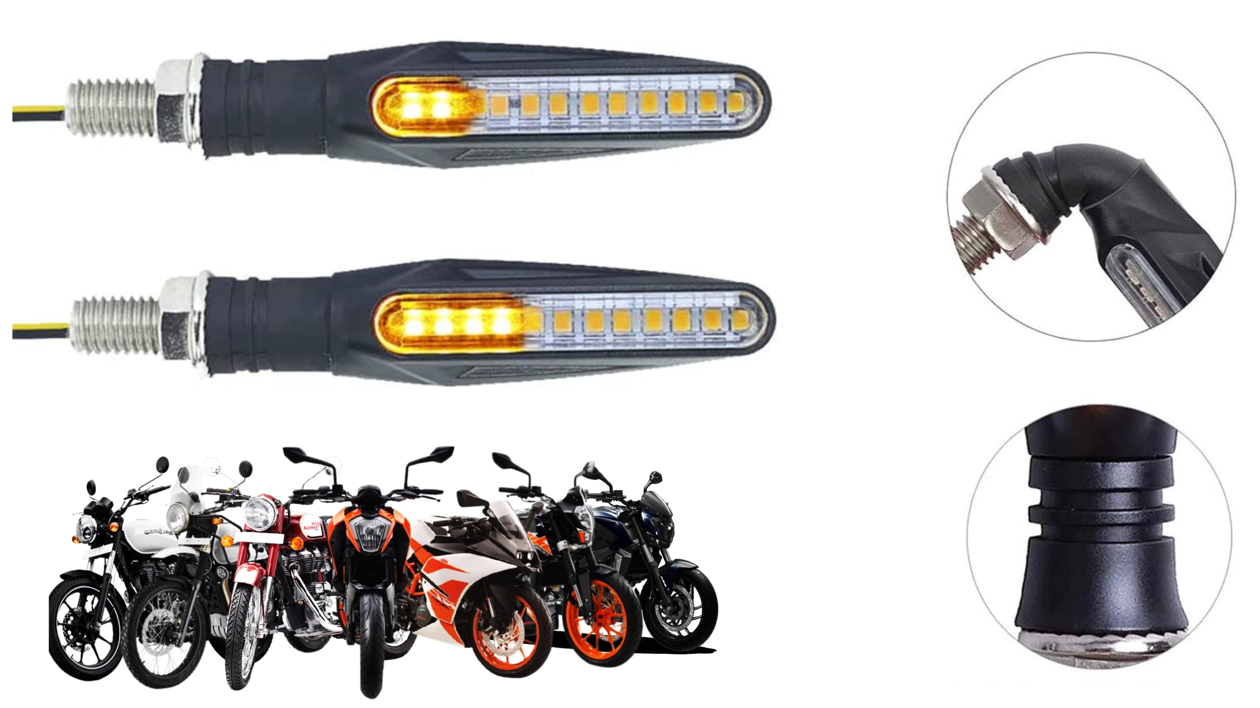 MIKANIX Universal Front, Rear 12 LED Turn Signal Running DRL Indicators Lamp Light Bulb