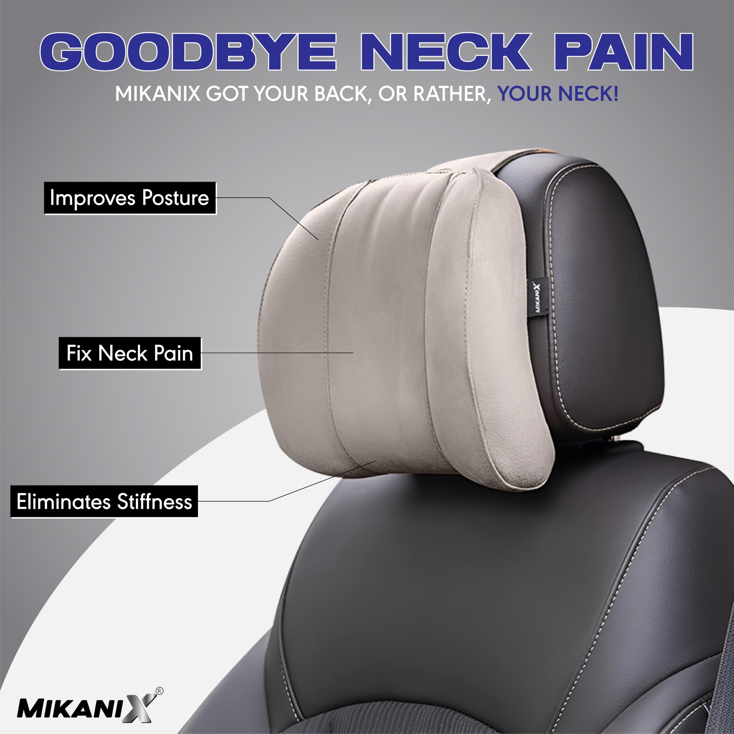 OBEROI'S TRADERS Car Headrest Pillow | Polyfill Fiber Cotton Neck/Head Support Cushion | Ergonomic Travel Headrest | Breathable Soft Cover | Universal Fit