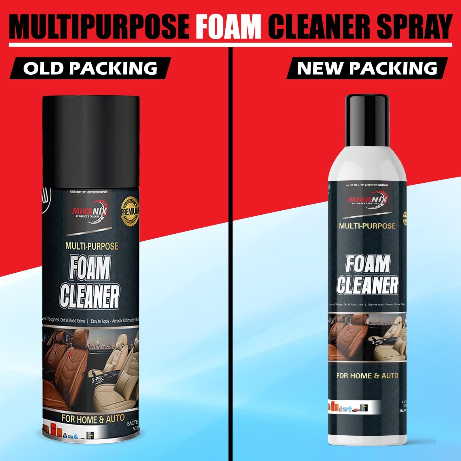 OBEROI'S TRADERS Combo of Multipurpose Foaming Car Interior & Exterior Cleaner Foam Spray For | Car Seat | Dashboard | Shoes | Sofa | Vinyl Rubber | Doors, PU/Leather