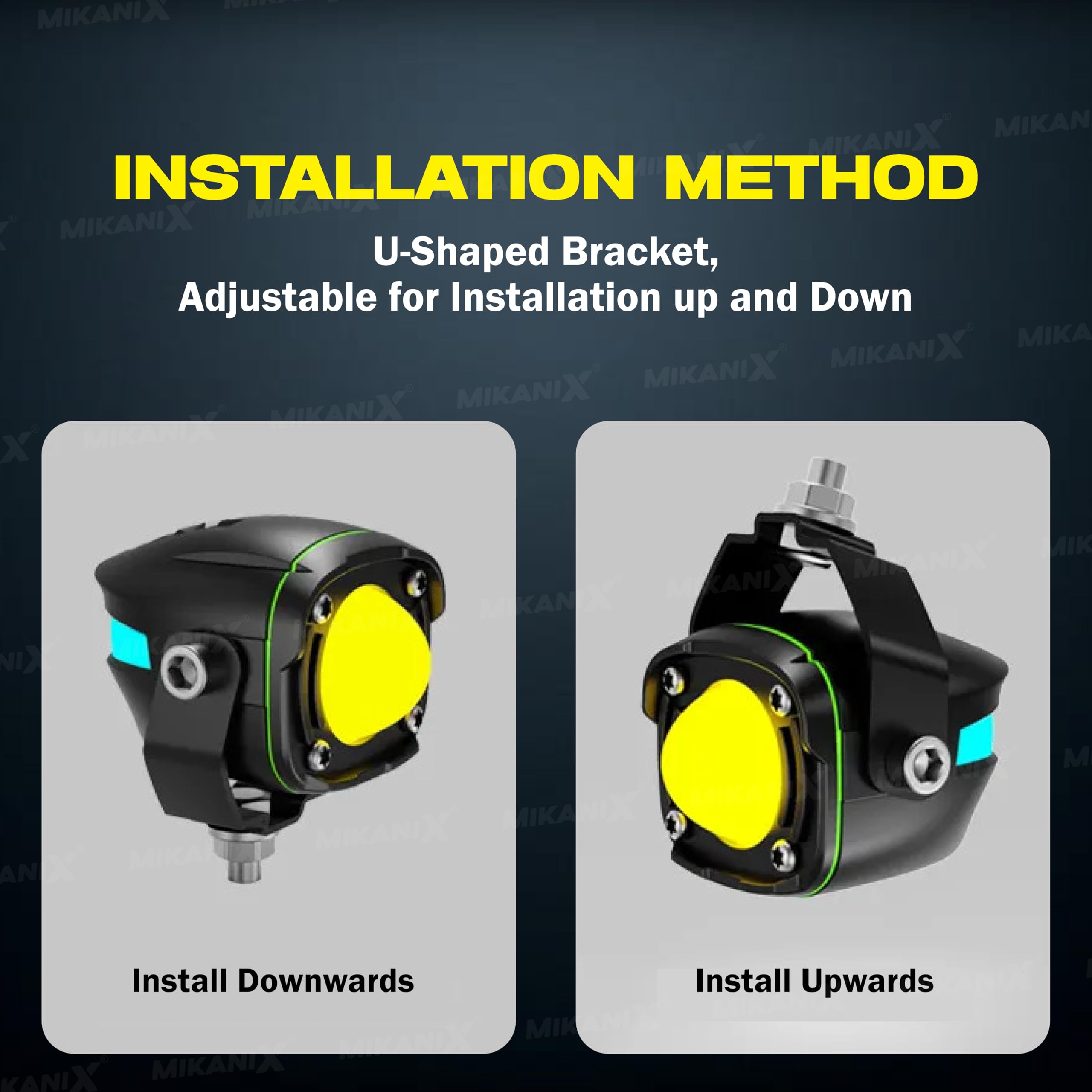 MIKANIX Super Bright LED Fog Light Lamp | Spot Light With Dual Color White/Yellow | High & Low Beam For Car, Bike, Scooty & ATVs