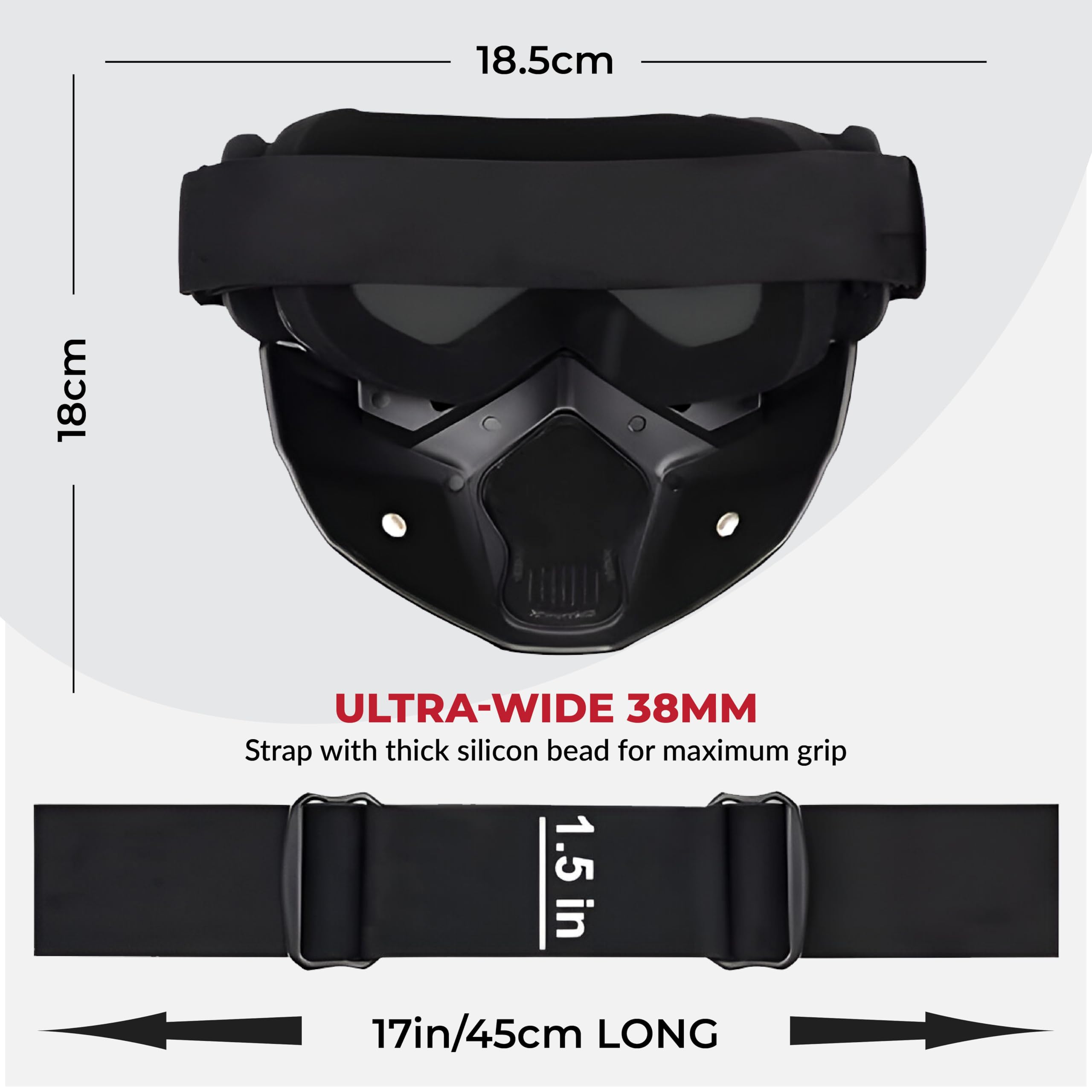 MIKANIX Bike Riding Goggle Face Mask Anti Scratch UV Protective Face & Eyewear Windproof Dirt Shield With Detachable Mouth Filter For Cycling, Bike Off Road Racing