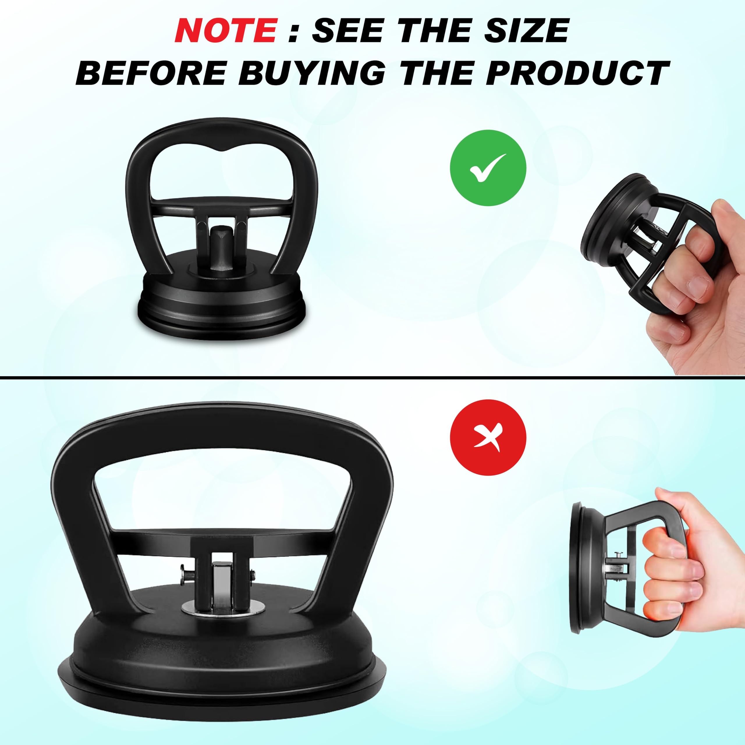 MIKANIX Car Dent Puller | Heavy-Duty Suction Cup Dent Remover | Strong Grip Handle for Lifting Dents, Glass, Tiles & Mirrors | Suction Lifter for Object Moving (Black) (Pack of 1) (Pack of 2)