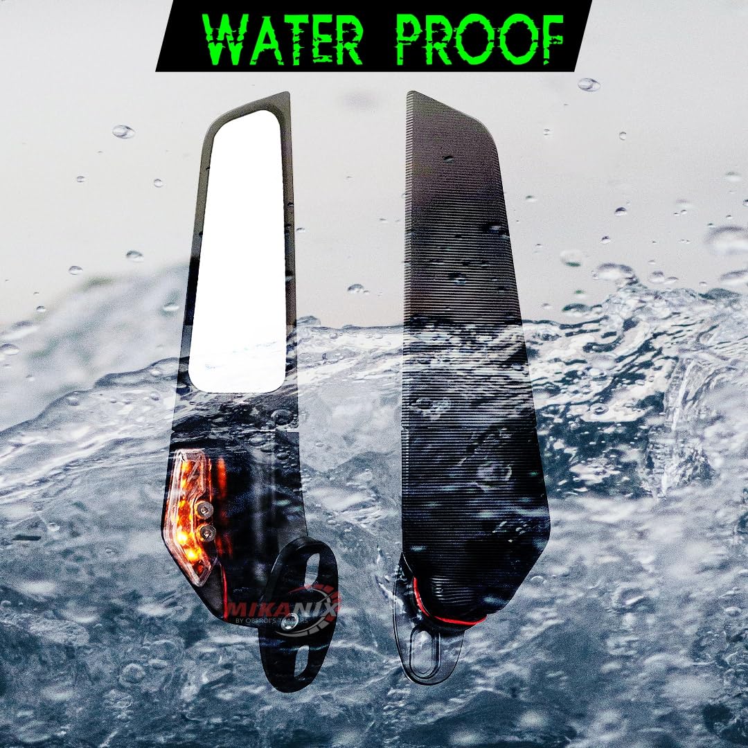 MIKANIX 360° Adjustable Moto GP LED Stealth Wings Rear View Mirror | Bike Fairing Kit For Kawasaki Ninja H2, H2R, ZX-10R,1000, 250, 300, 400, 650