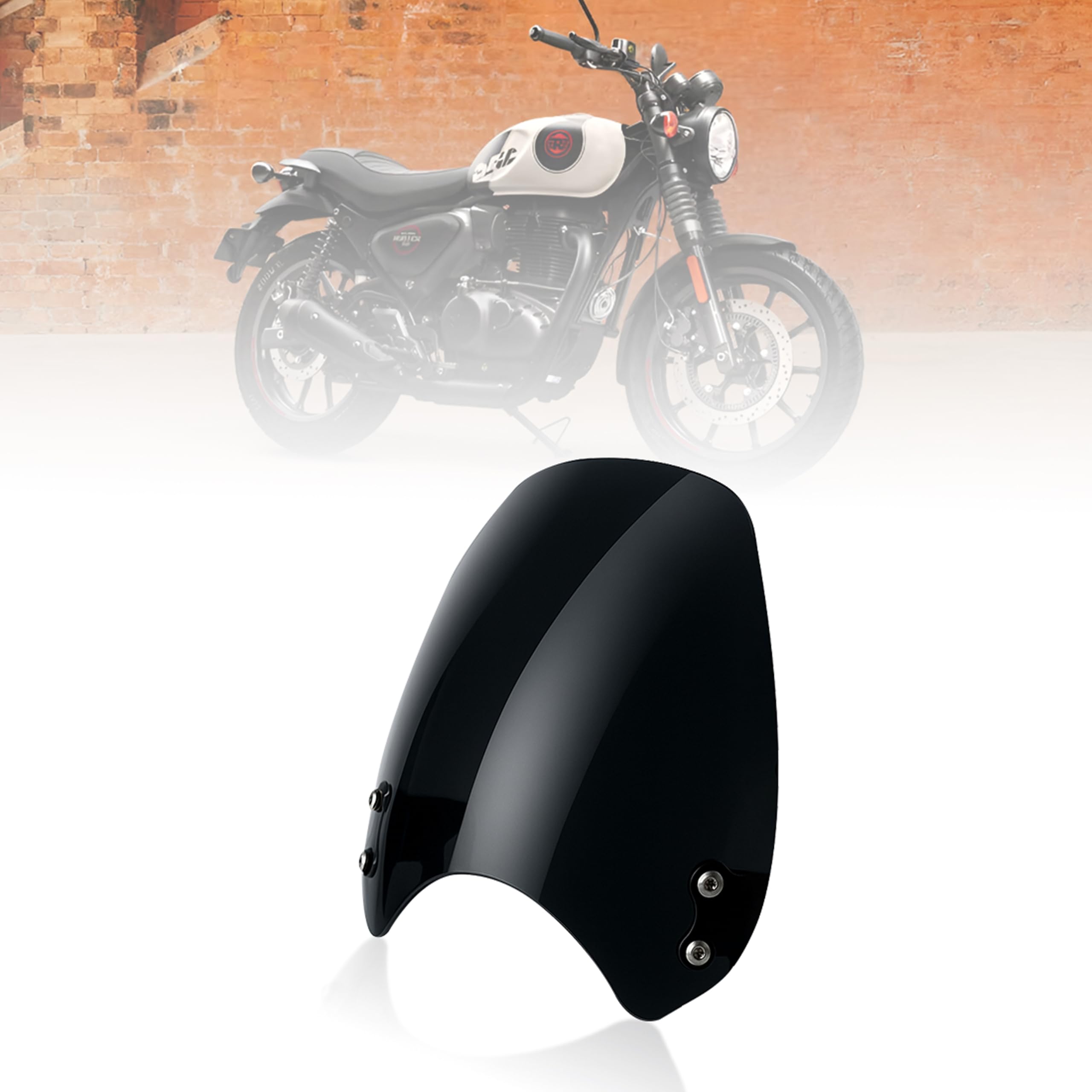 MIKANIX Hunter 350 Visor Glass 2025 Model | Unbreakable Headlight Visor | Bike Windshield Protector & Wind Deflector | Motorcycle Front Fairing Kit I Black