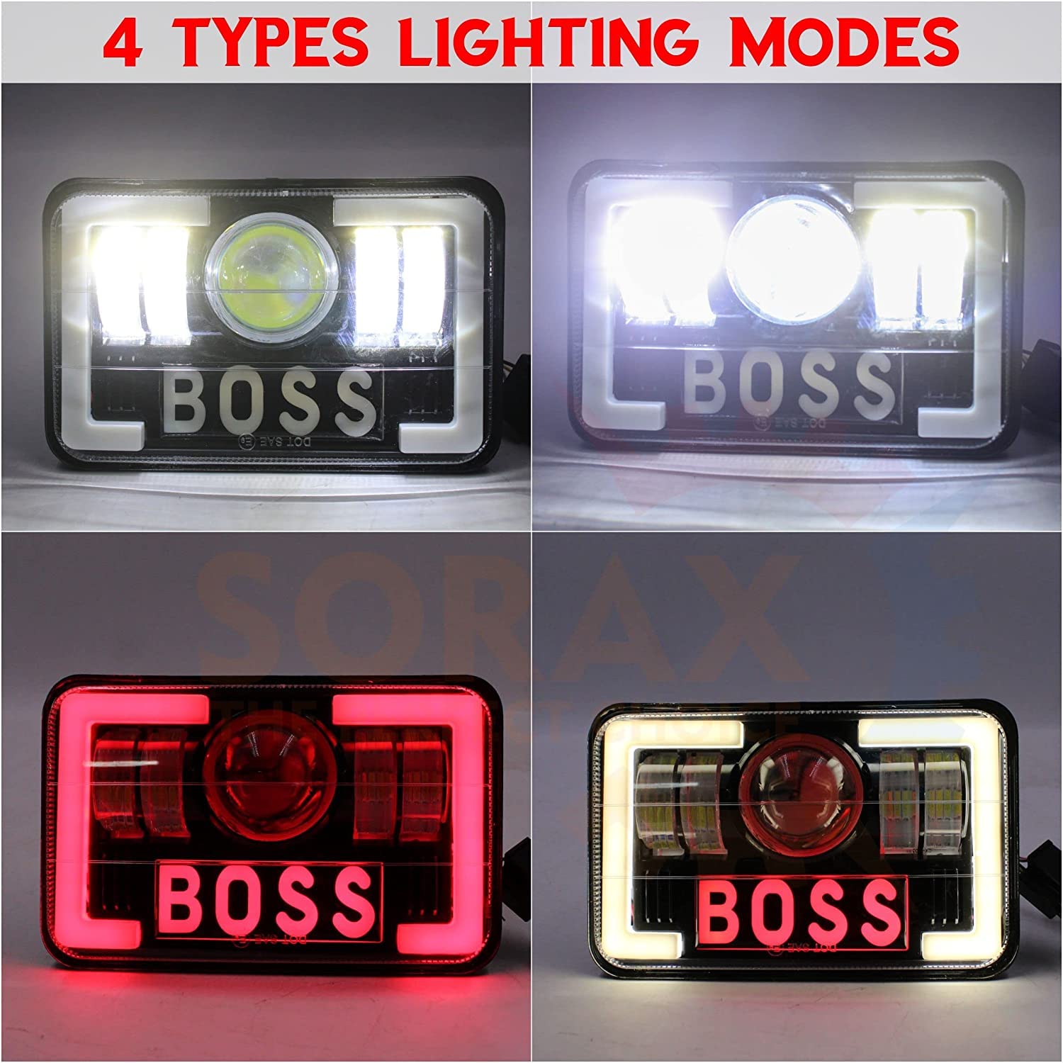 MIKANIX BOSS Style LED Headlight Hi/Low Beam With DRL Light 4000LM For Hero Splendor Plus, Splendor Pro, Splendor