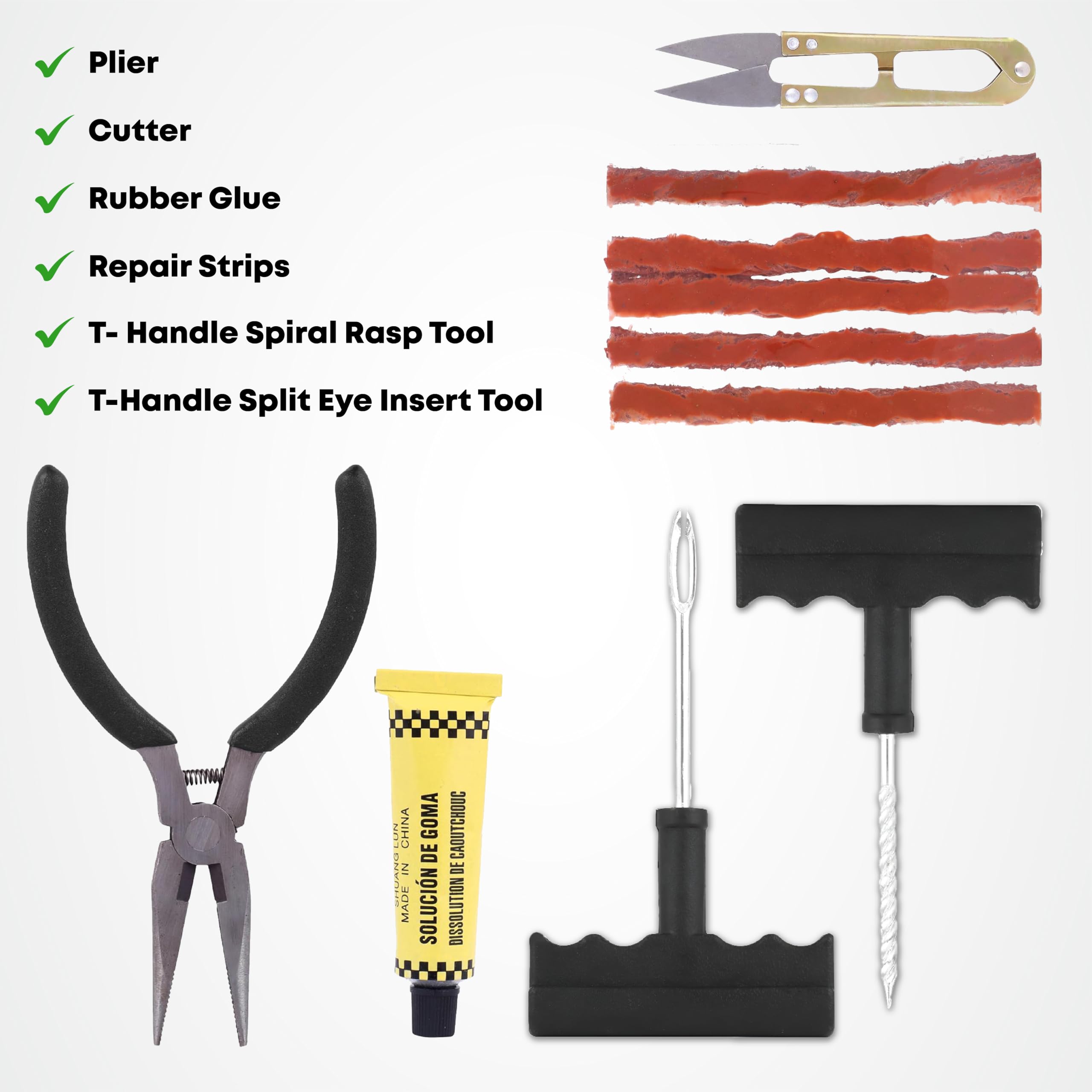 MIKANIX Tubeless Tyre Puncture Repair Kit | Portable Emergency Car & Bike Tyre Repair Tool Kit Set (Pack of 6)