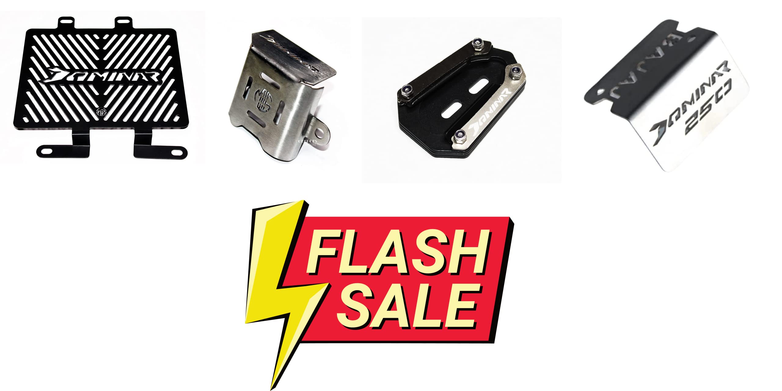 MIKANIX Dominar 250 Bike Radiator Guard Grill, Front Oil Cap Guard, Side Stand Extender and Rear Oil Container Guard Motorcycle Accessories Combo