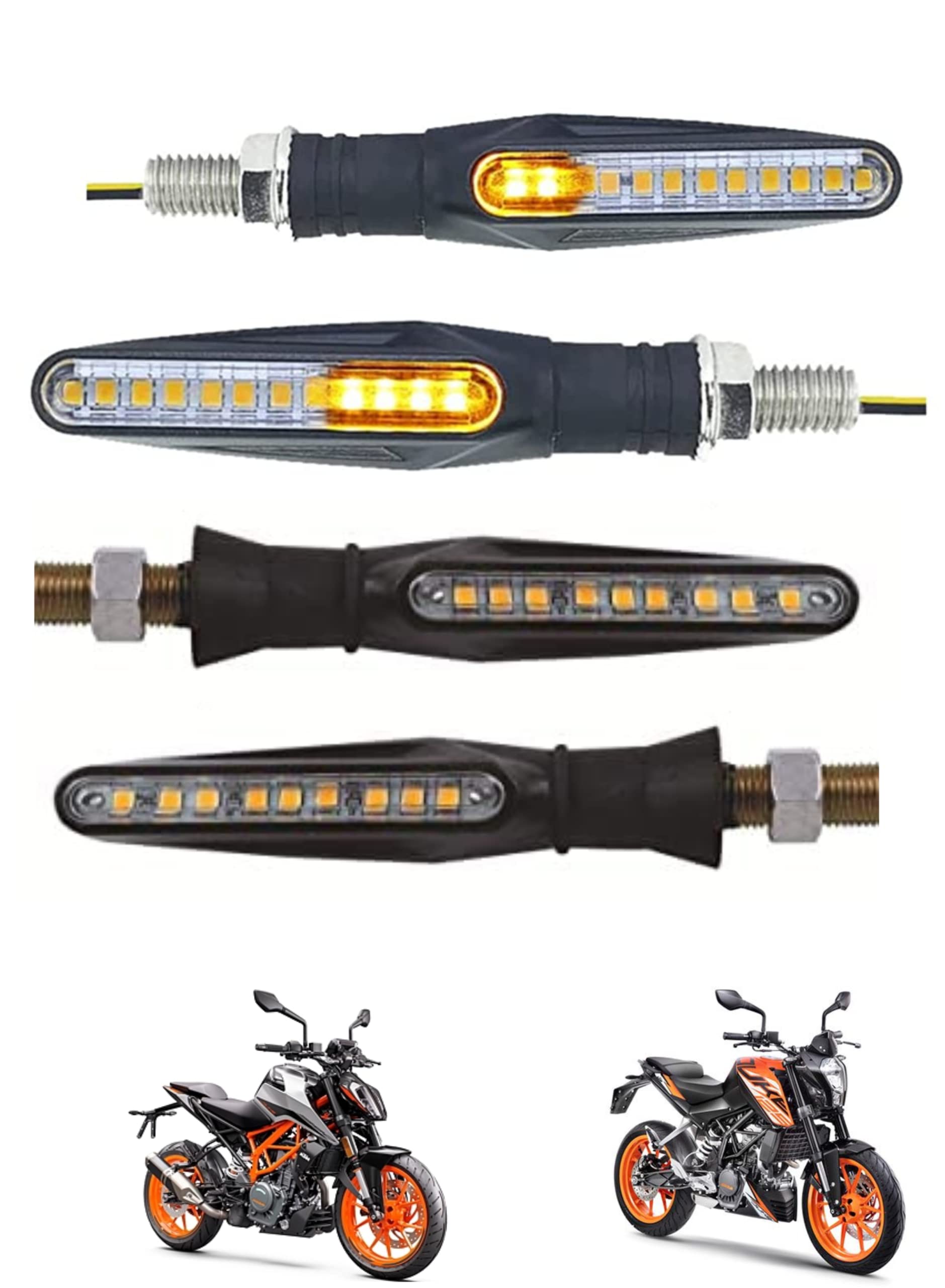 MIKANIX Duke 200/250/390 Front, Rear 12 LED Turn Signal Running DRL Indicators Lamp Light Bulb