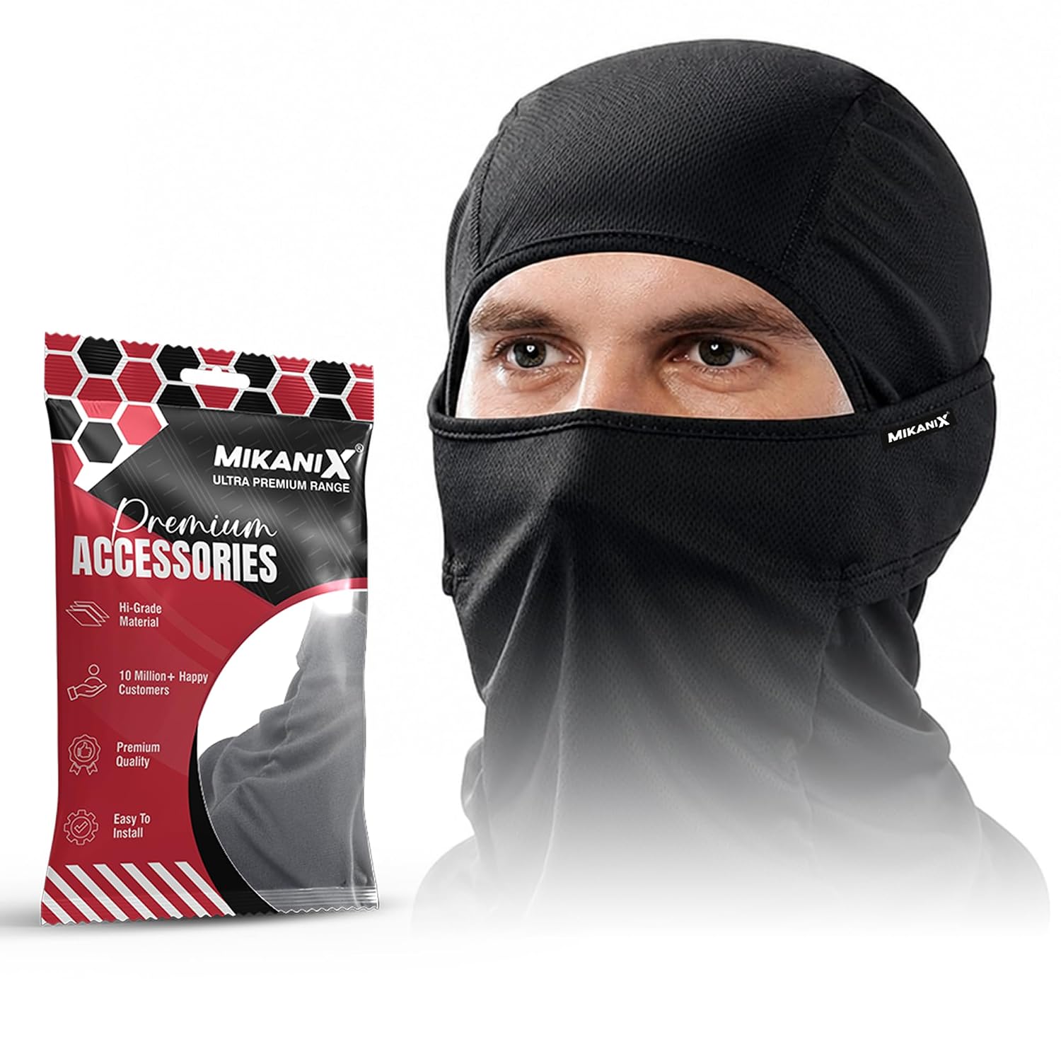MIKANIX Full Face Balaclava Mask for Men & Women | Breathable Bike Riding Face Mask | Dust, Wind & Sun for Motorcycle, Cycling & Outdoor Sports (GREY)