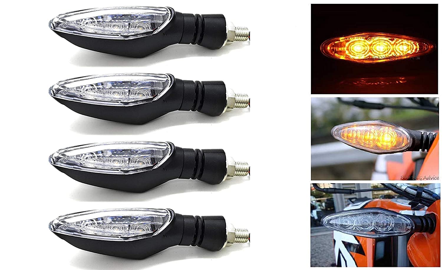 MIKANIX Amber 3 LED Turn Signal Indicator Light Lamp for All KTM Bikes