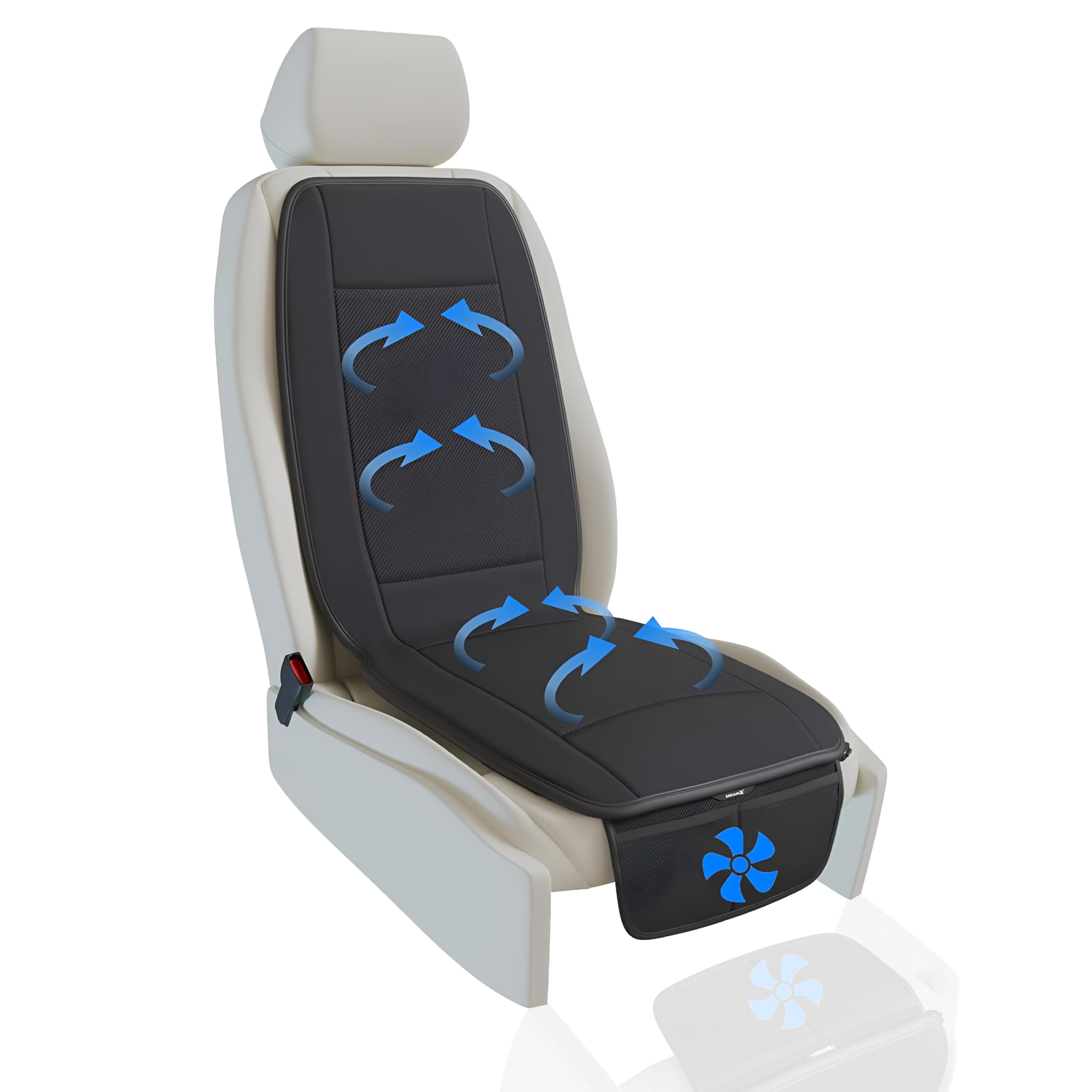 OBEROI'S TRADERS Ventilated Car Seat Cooling Cushion with 10 Fans and 3-Speed Control I Breathable Fabric and Leatherette