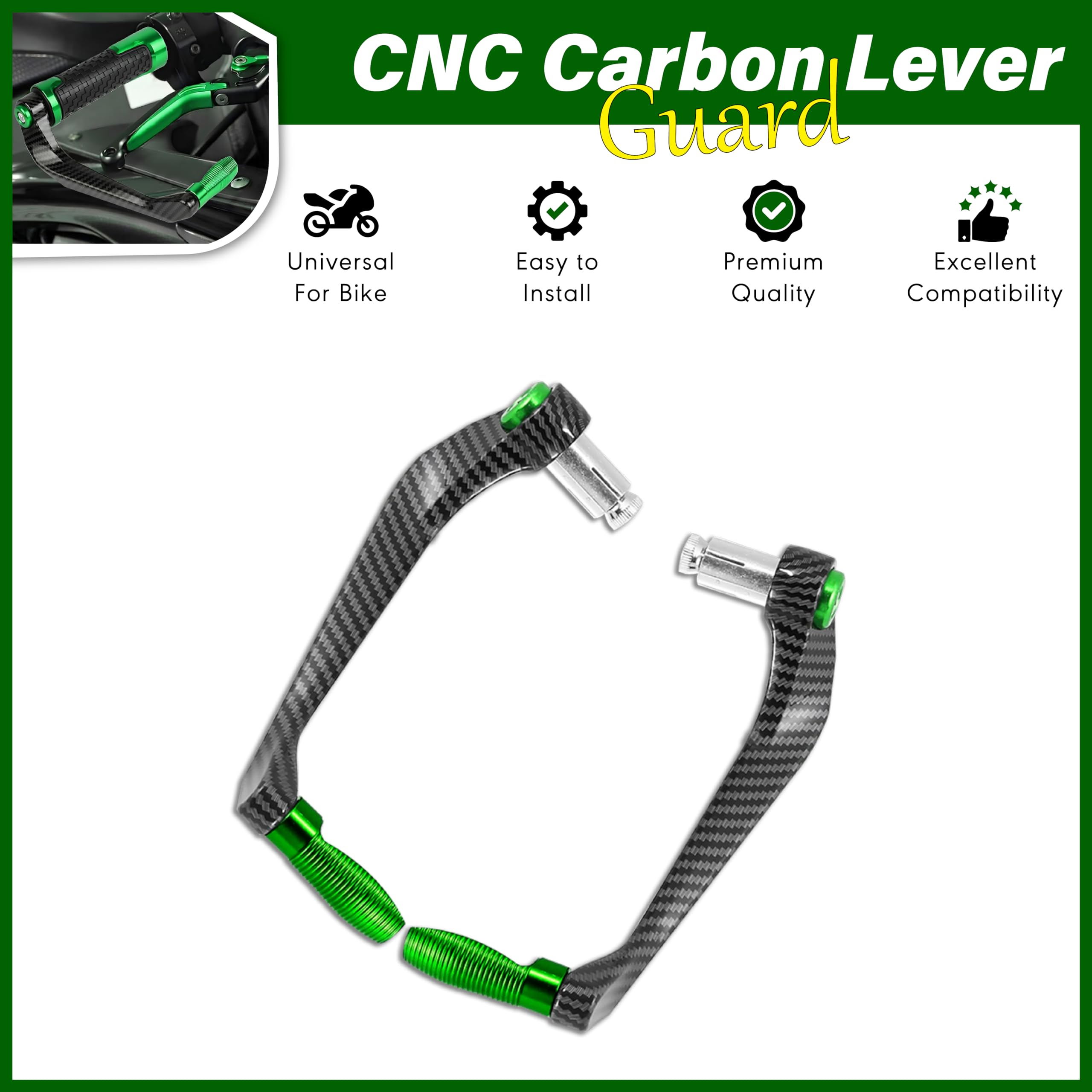 OBEROI'S TRADERS Carbon Finish CNC Aluminum Universal Motorcycle Lever Guard | Handle Bar End Brake Clutch Lever Protective Guards | Hand Guards for All Bikes